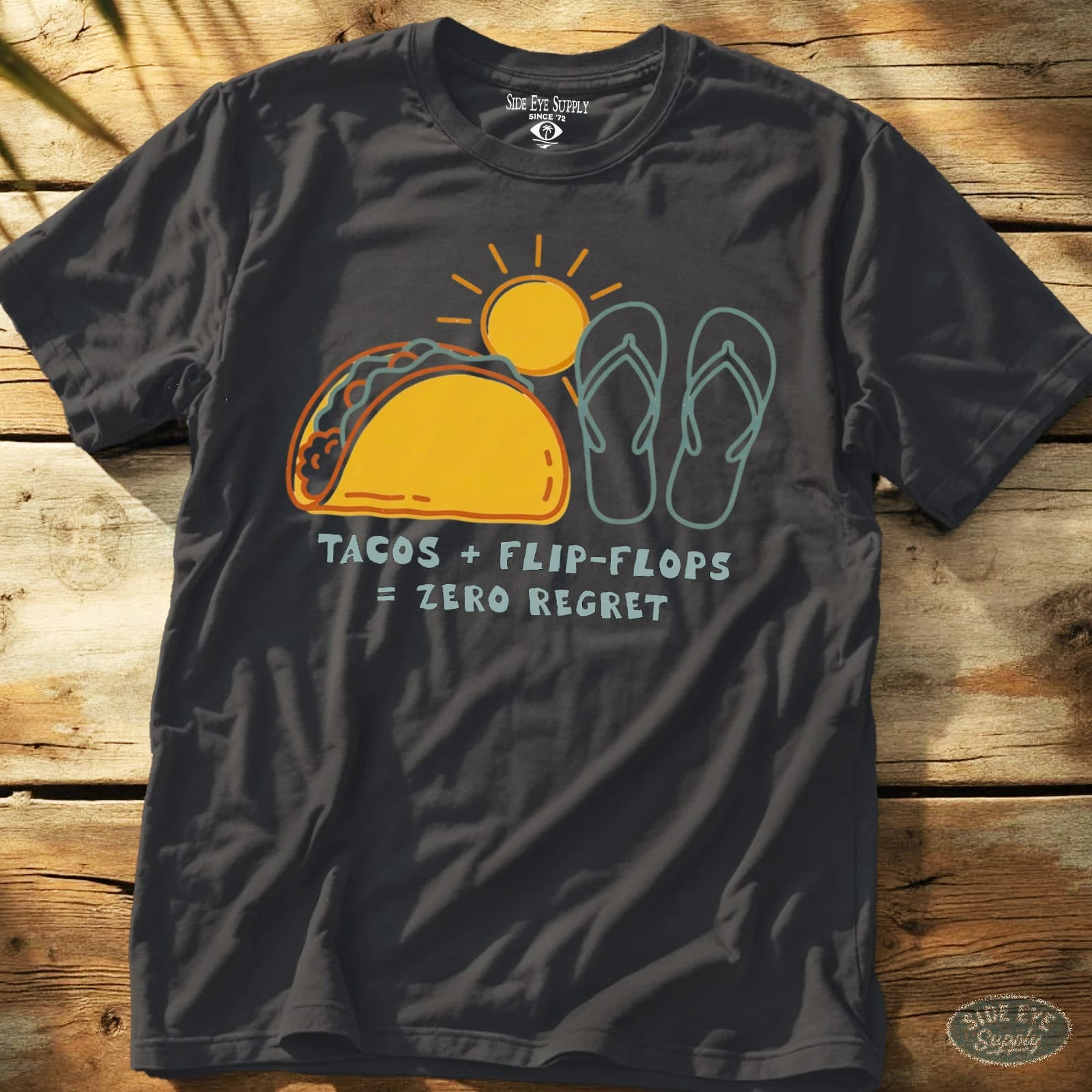 Flip Flops & Tacos Tee Charcoal / S - by Side Eye Supply - Surf Beach Life Apparel