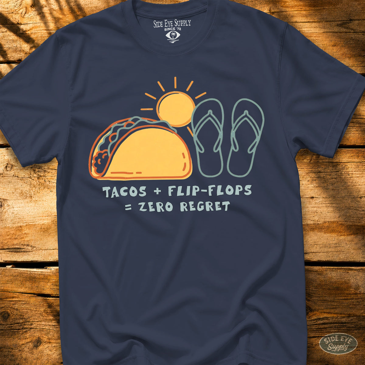 Flip Flops & Tacos Tee Navy / S - by Side Eye Supply - Surf Beach Life Apparel