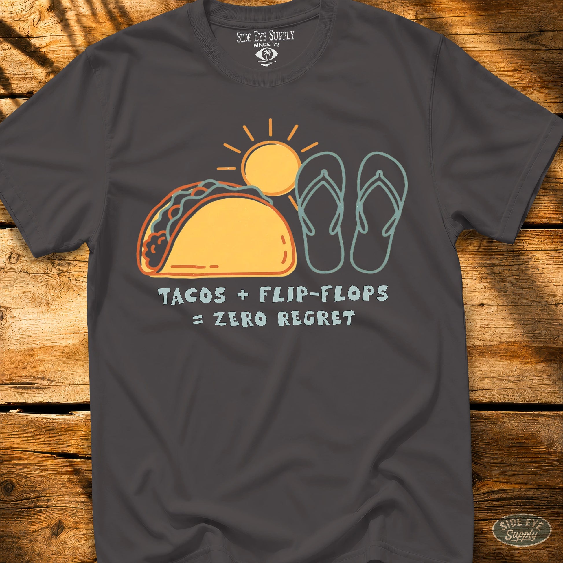 Flip Flops & Tacos Tee Charcoal / S - by Side Eye Supply - Surf Beach Life Apparel