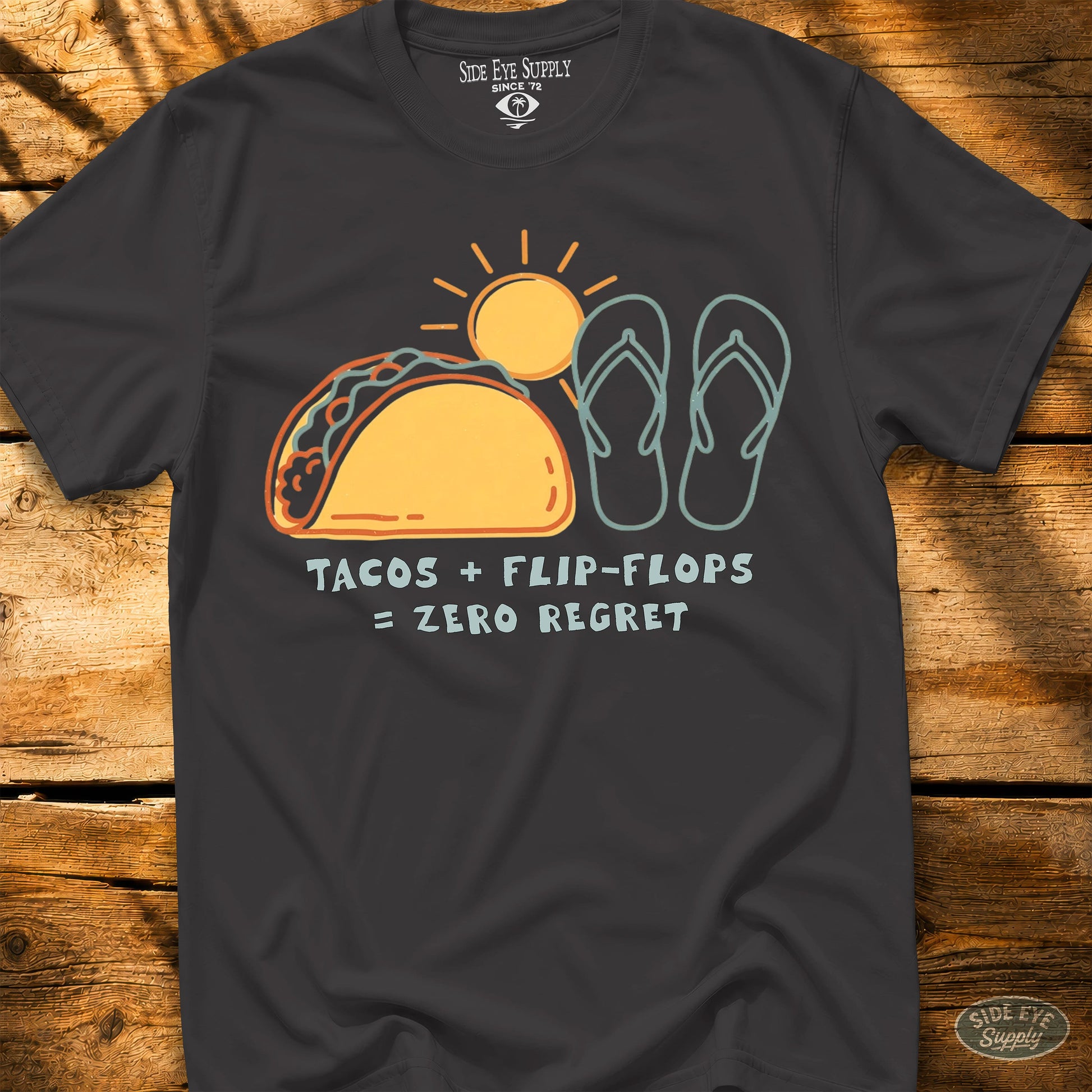 Flip Flops & Tacos Tee Black / S - by Side Eye Supply - Surf Beach Life Apparel