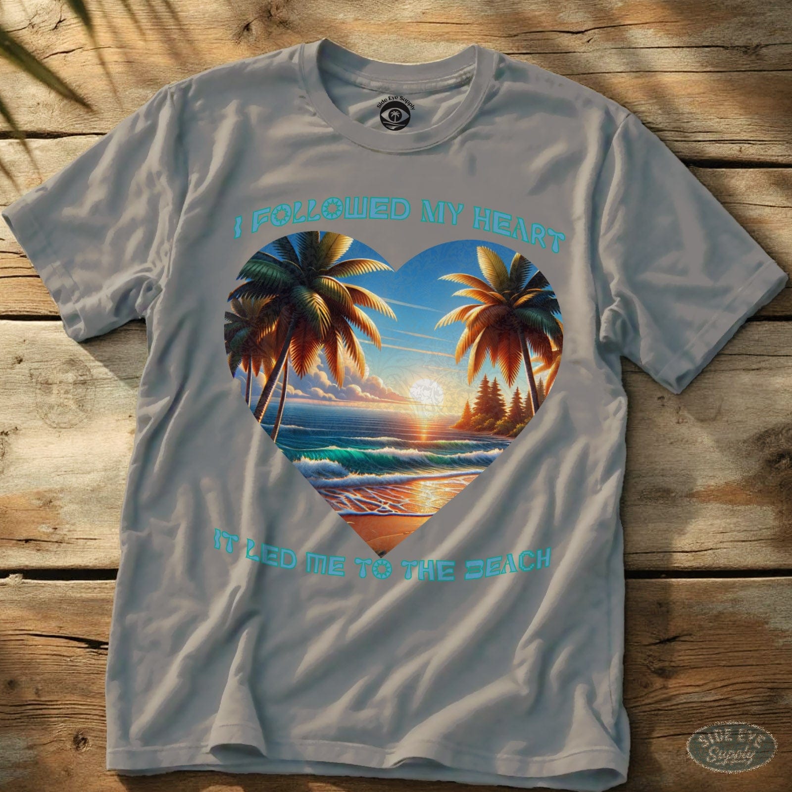 Followed My Heart Tee Ice Grey / S - by Side Eye Supply - Surf Beach Life Apparel