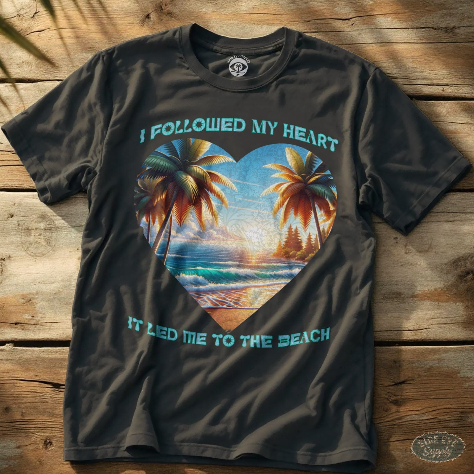 Followed My Heart Tee Charcoal / S - by Side Eye Supply - Surf Beach Life Apparel