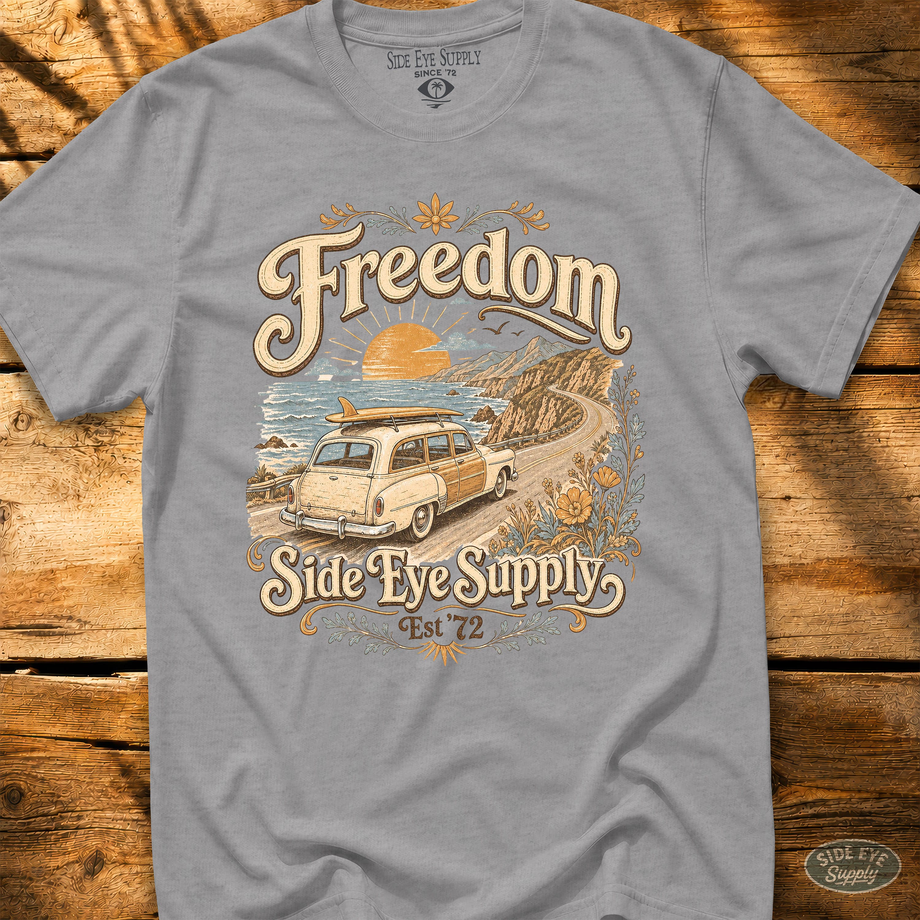 Freedom Tee Sport Grey / S - by Side Eye Supply - Surf Beach Life Apparel
