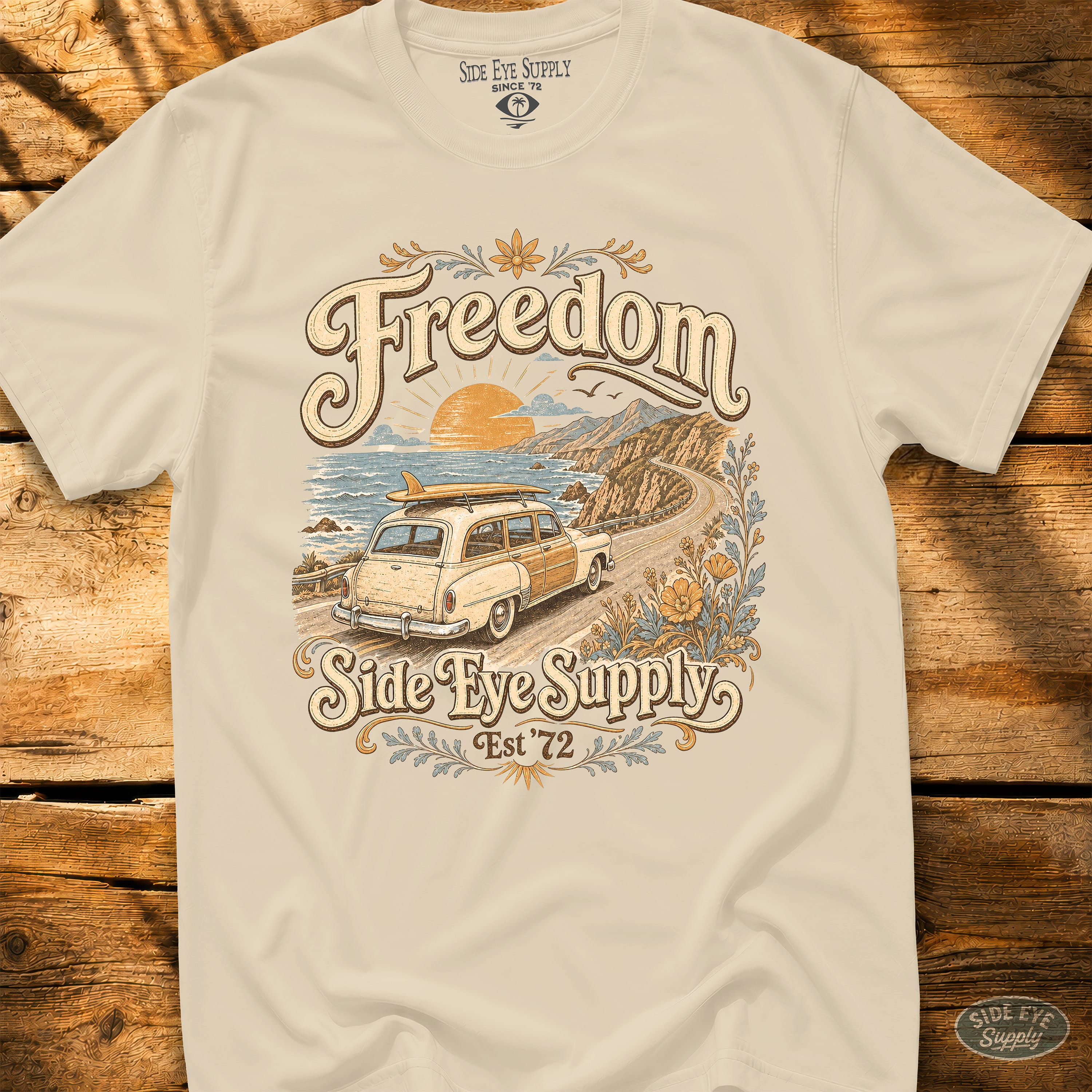 Freedom Tee Natural / S - by Side Eye Supply - Surf Beach Life Apparel