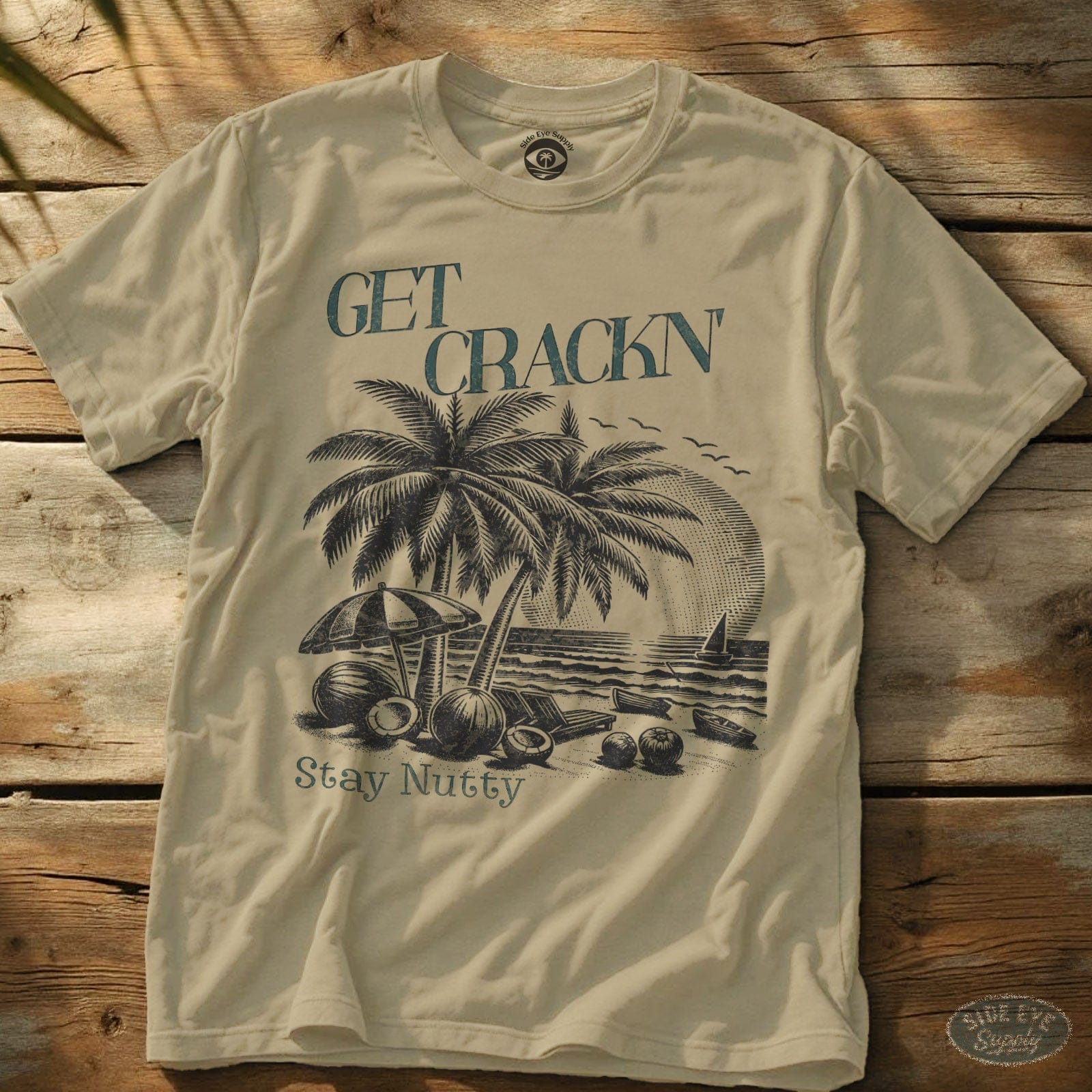 Get Crackn' Tee Sand / S - by Side Eye Supply - Surf Beach Life Apparel
