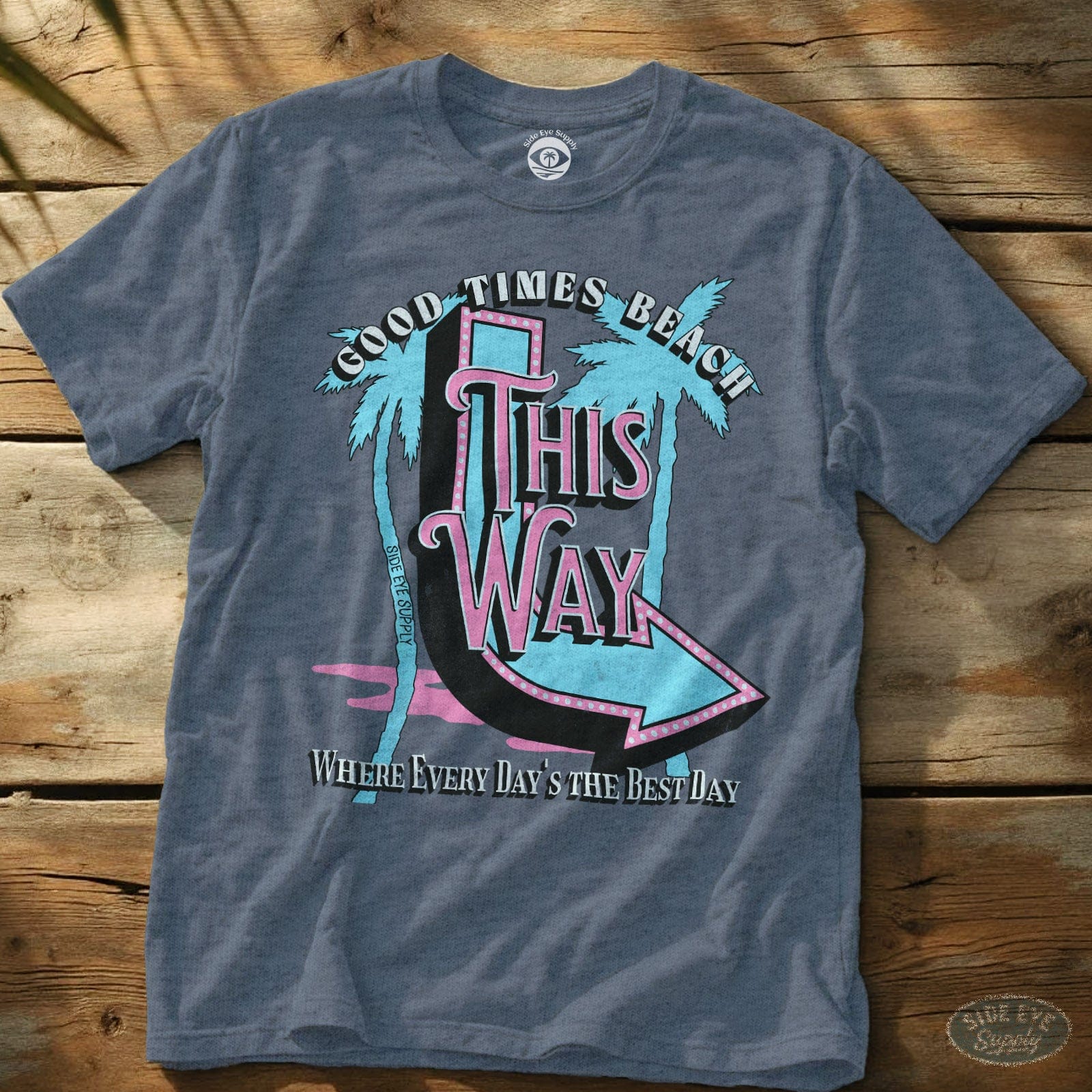 Good Times Beach Tee Heather Indigo / S - by Side Eye Supply - Surf Beach Life Apparel