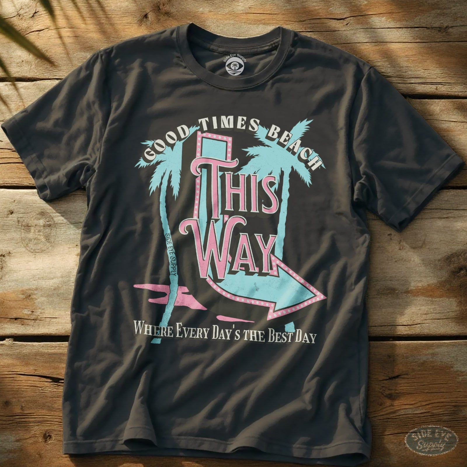 Good Times Beach Tee Charcoal / S - by Side Eye Supply - Surf Beach Life Apparel