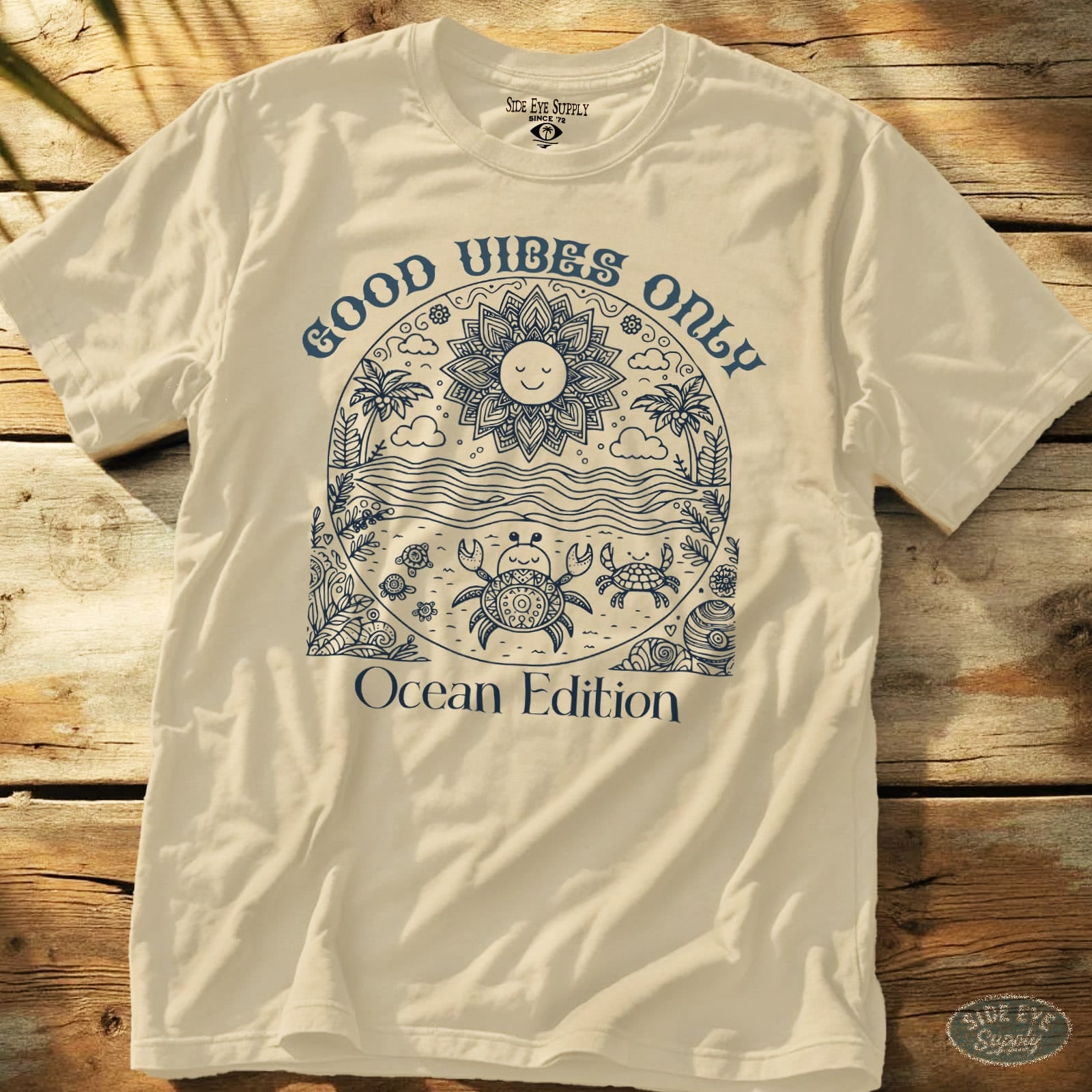 Good Vibes Only Tee Natural / S - by Side Eye Supply - Surf Beach Life Apparel