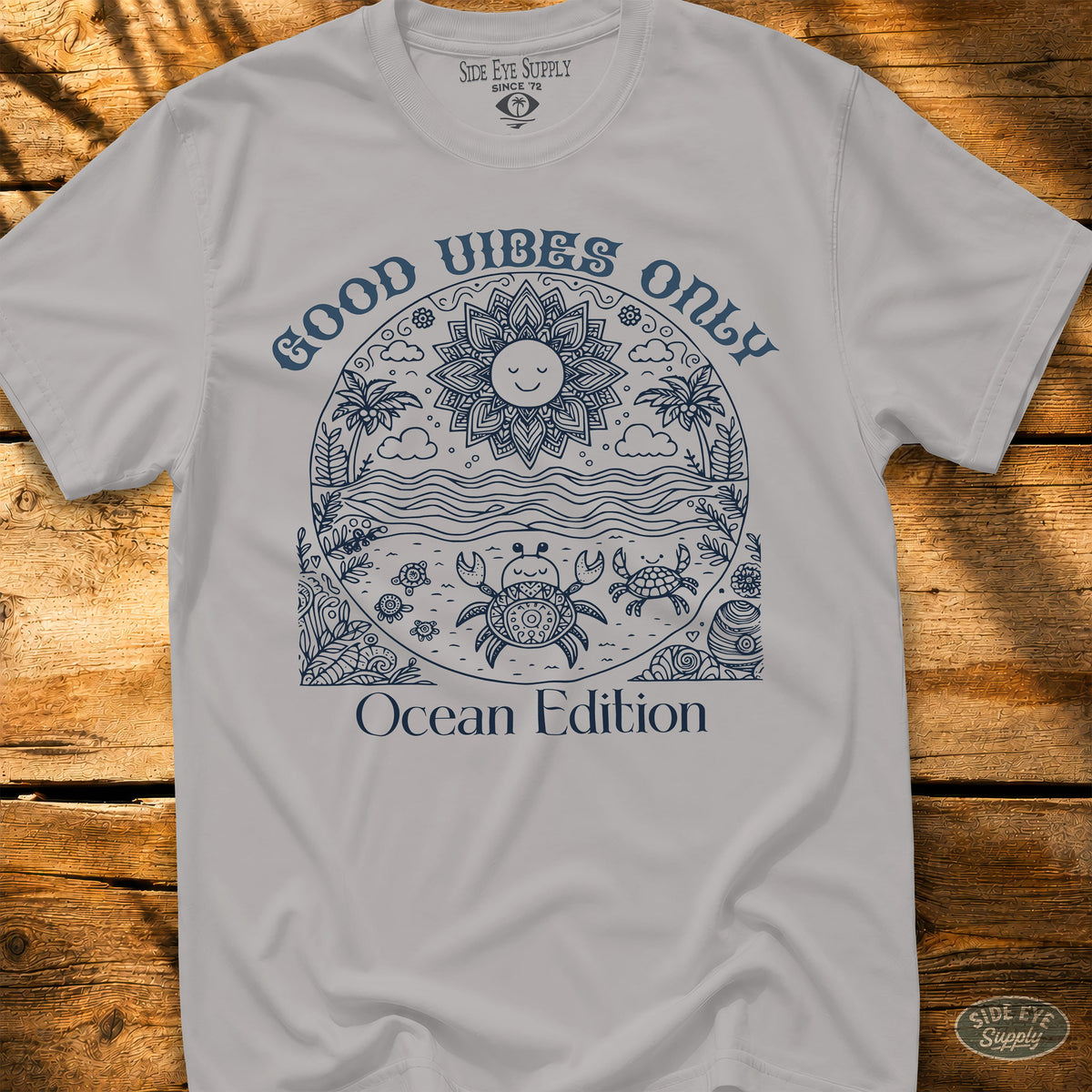 Good Vibes Only Tee Ice Grey / S - by Side Eye Supply - Surf Beach Life Apparel