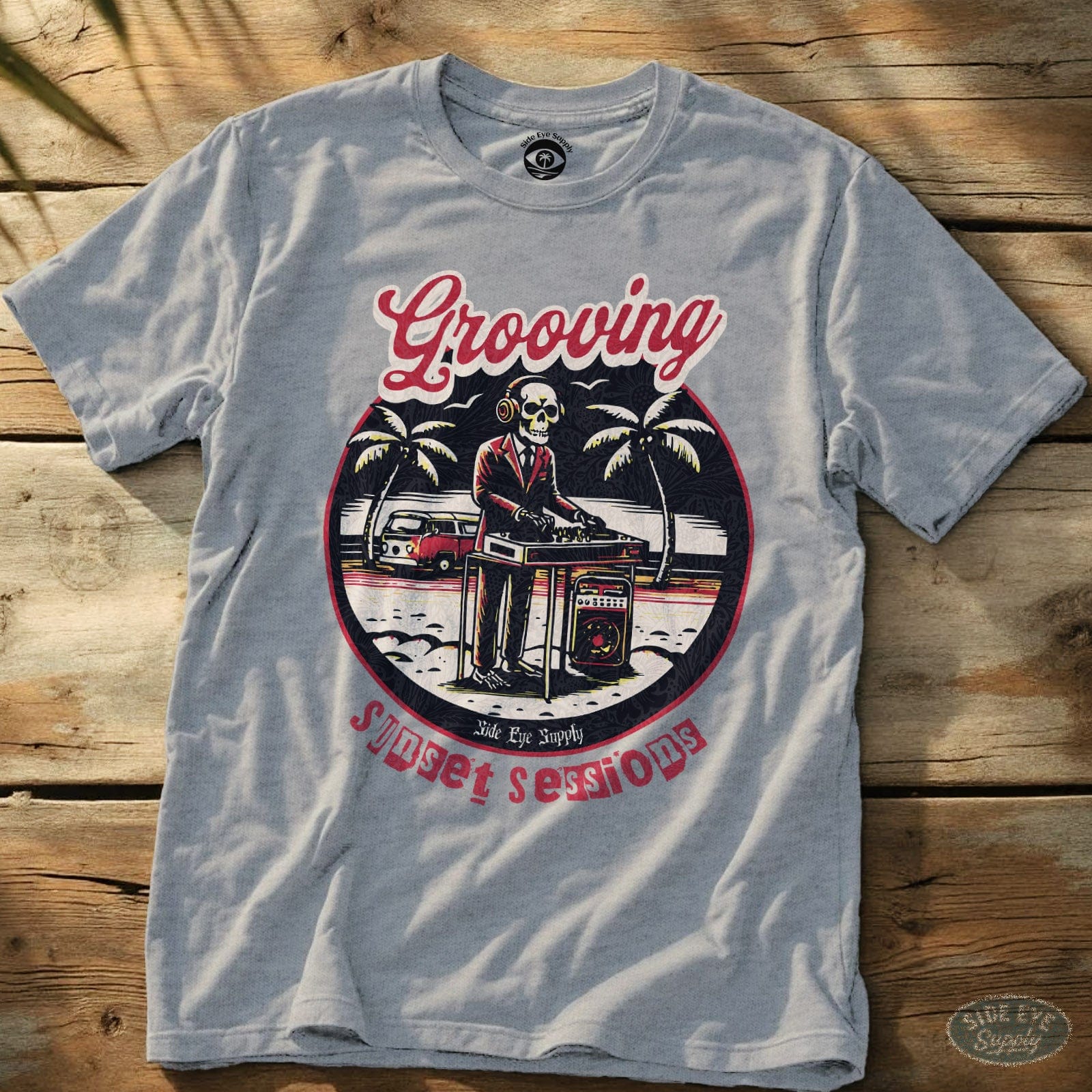 Grooving - Retro Red Tee Sport Grey / S - by Side Eye Supply - Surf Beach Life Apparel