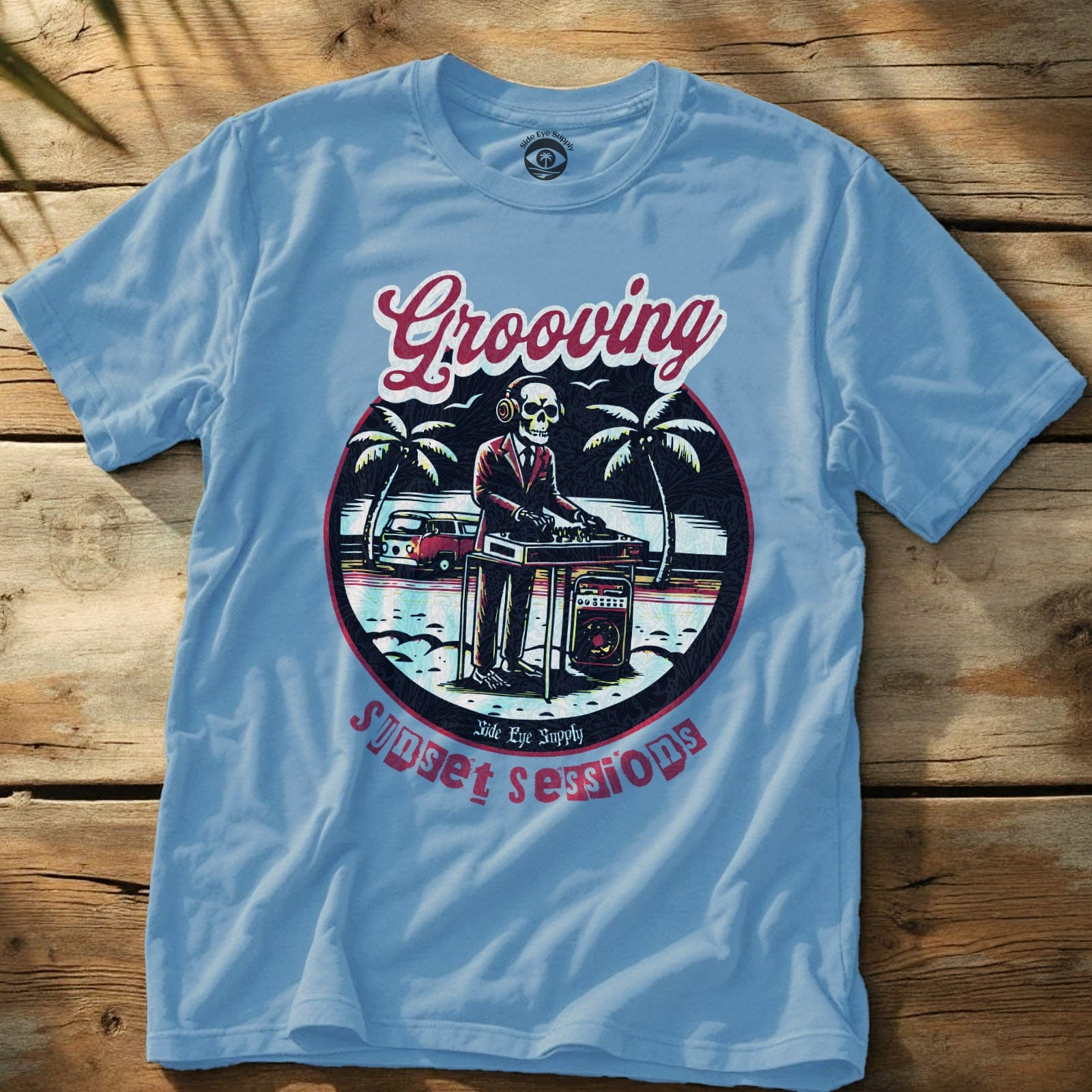 Grooving - Retro Red Tee Light Blue / S - by Side Eye Supply - Surf Beach Life Apparel