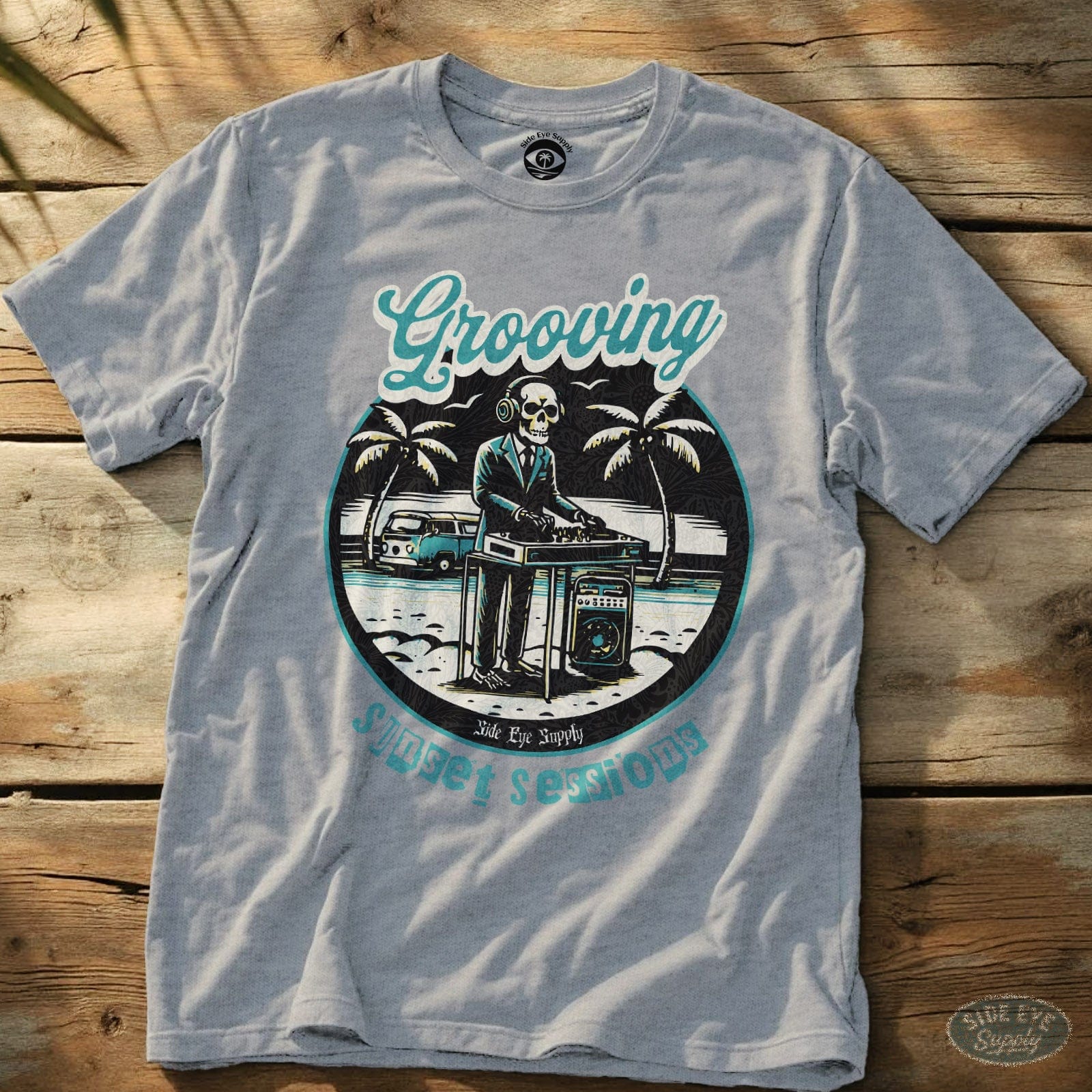 Grooving - Tide Foam Teal Tee Sport Grey / S - by Side Eye Supply - Surf Beach Life Apparel