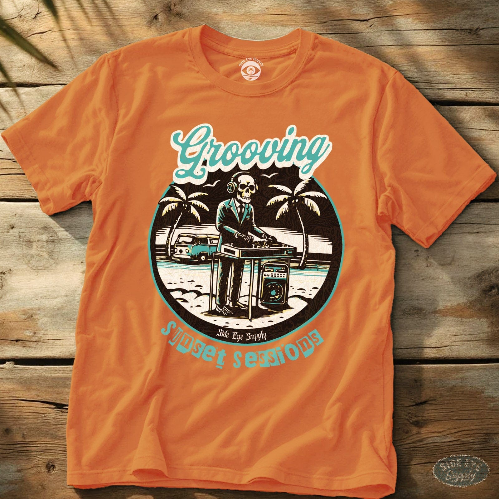 Grooving - Tide Foam Teal Tee Orange / S - by Side Eye Supply - Surf Beach Life Apparel