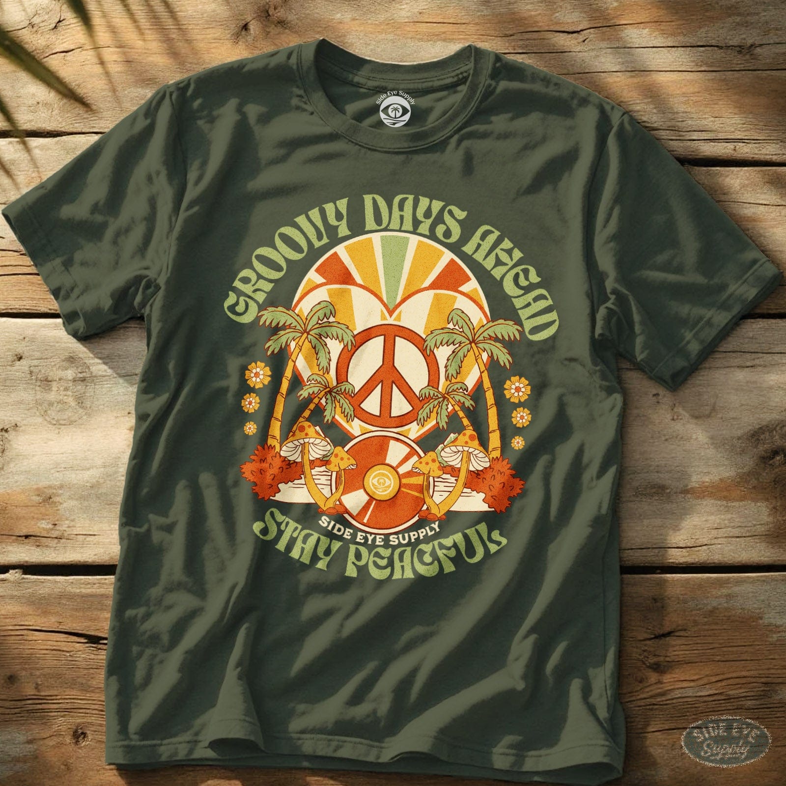Groovy Days Ahead Tee Military Green / S - by Side Eye Supply - Surf Beach Life Apparel