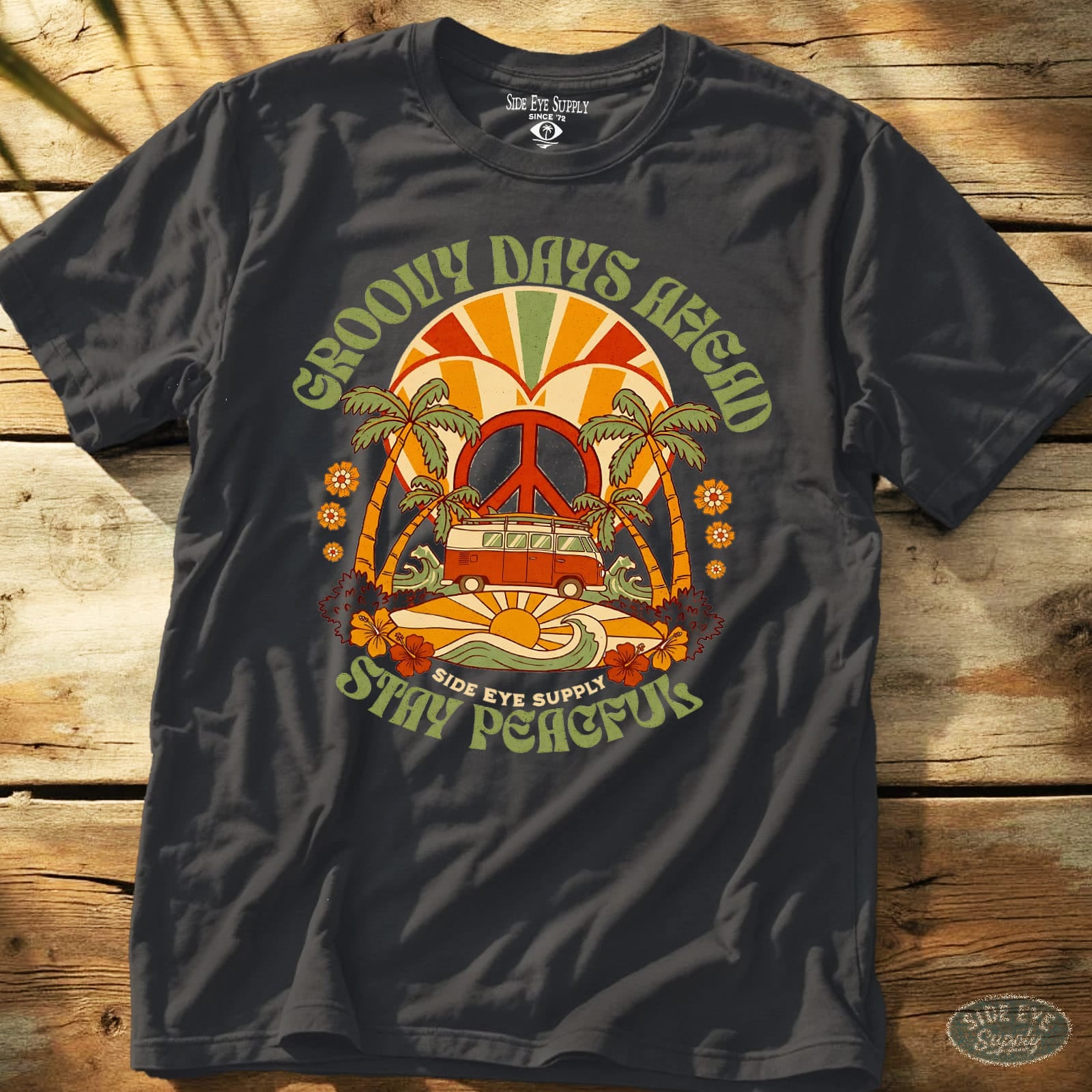 Groovy Days Ahead Tee Charcoal / S - by Side Eye Supply - Surf Beach Life Apparel