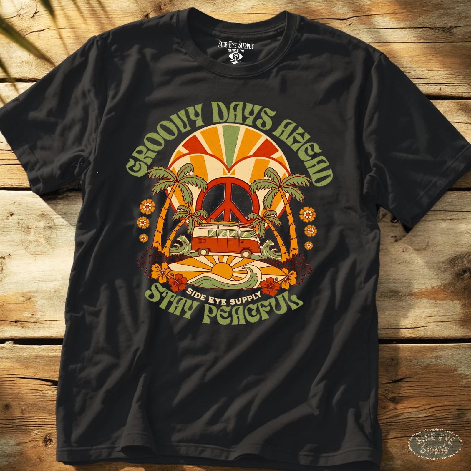 Groovy Days Ahead Tee Black / S - by Side Eye Supply - Surf Beach Life Apparel