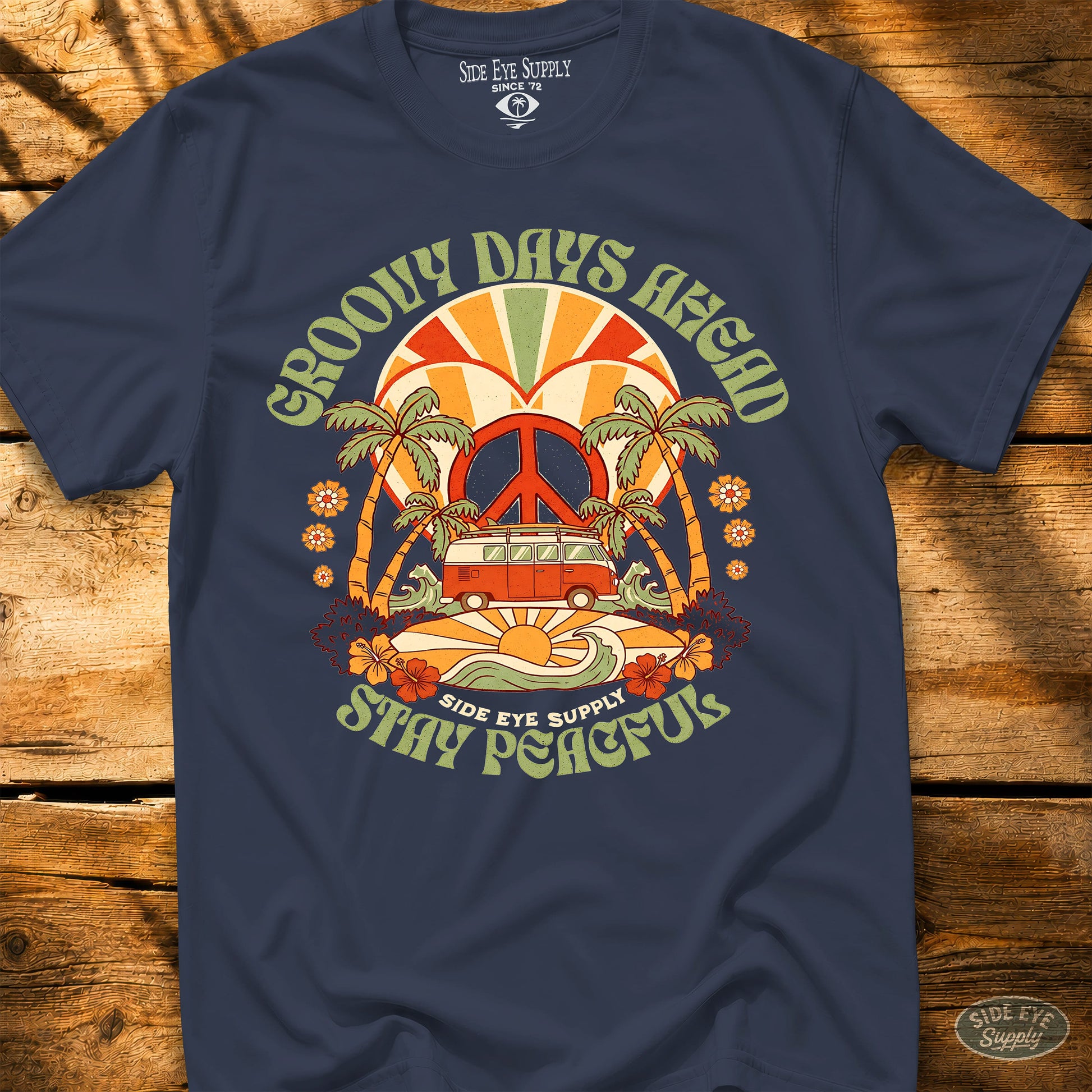 Groovy Days Ahead Tee Navy / S - by Side Eye Supply - Surf Beach Life Apparel