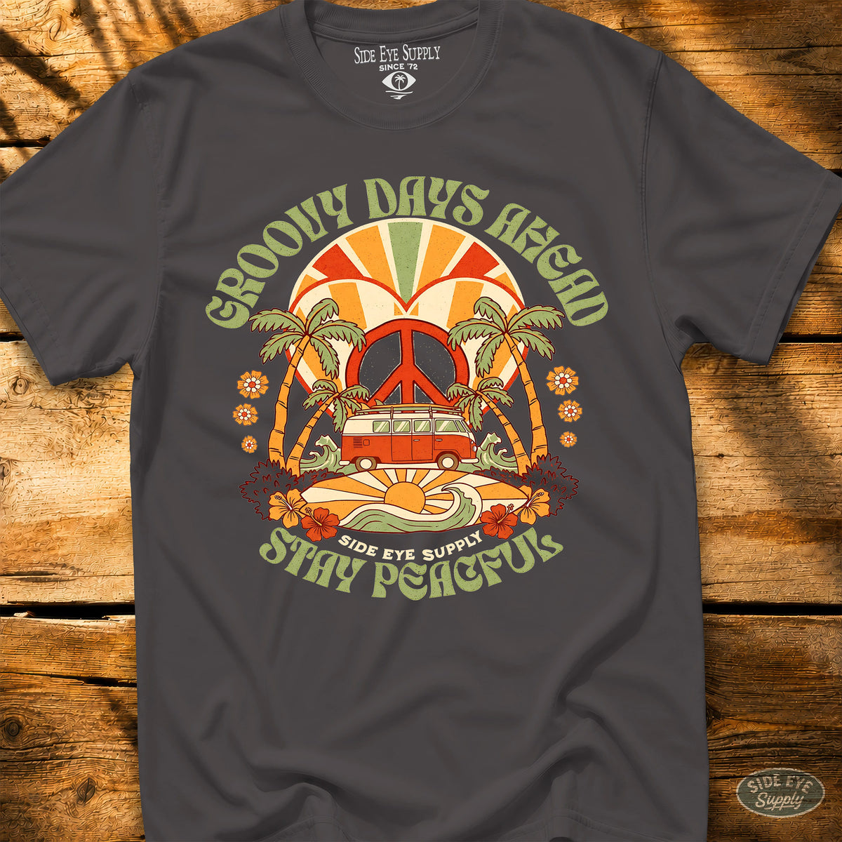 Groovy Days Ahead Tee Charcoal / S - by Side Eye Supply - Surf Beach Life Apparel