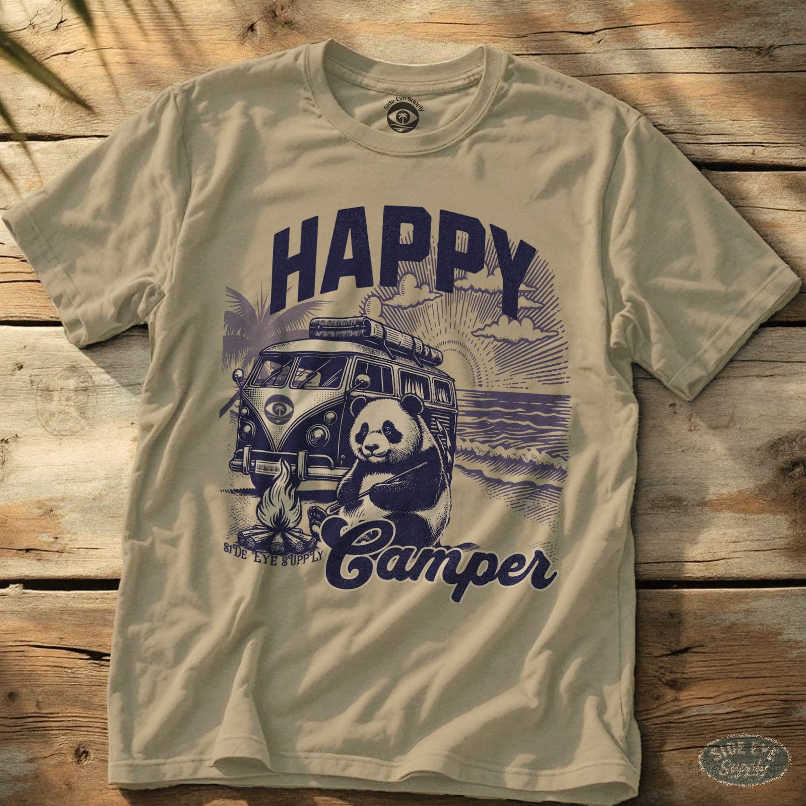 Happy Camper Tee Sand / S - by Side Eye Supply - Surf Beach Life Apparel
