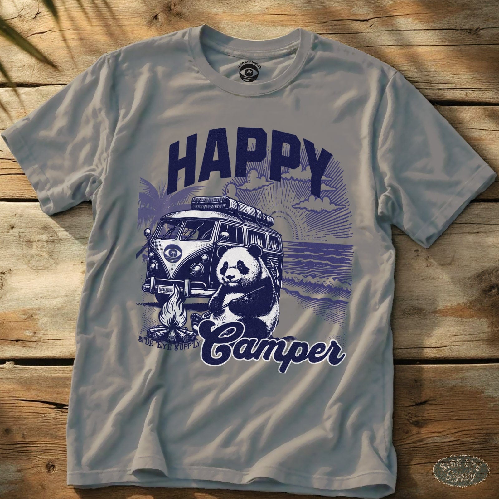 Happy Camper Tee Ice Grey / S - by Side Eye Supply - Surf Beach Life Apparel