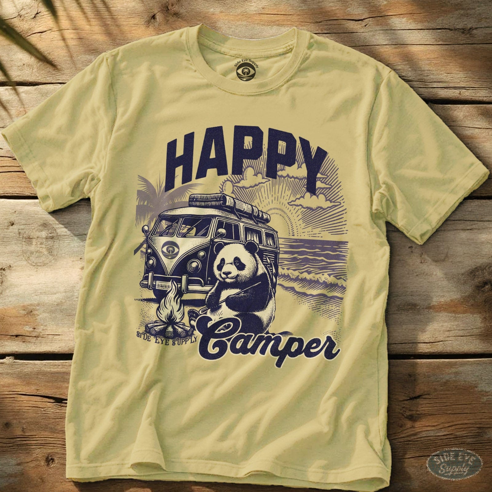 Happy Camper Tee Cornsilk / S - by Side Eye Supply - Surf Beach Life Apparel
