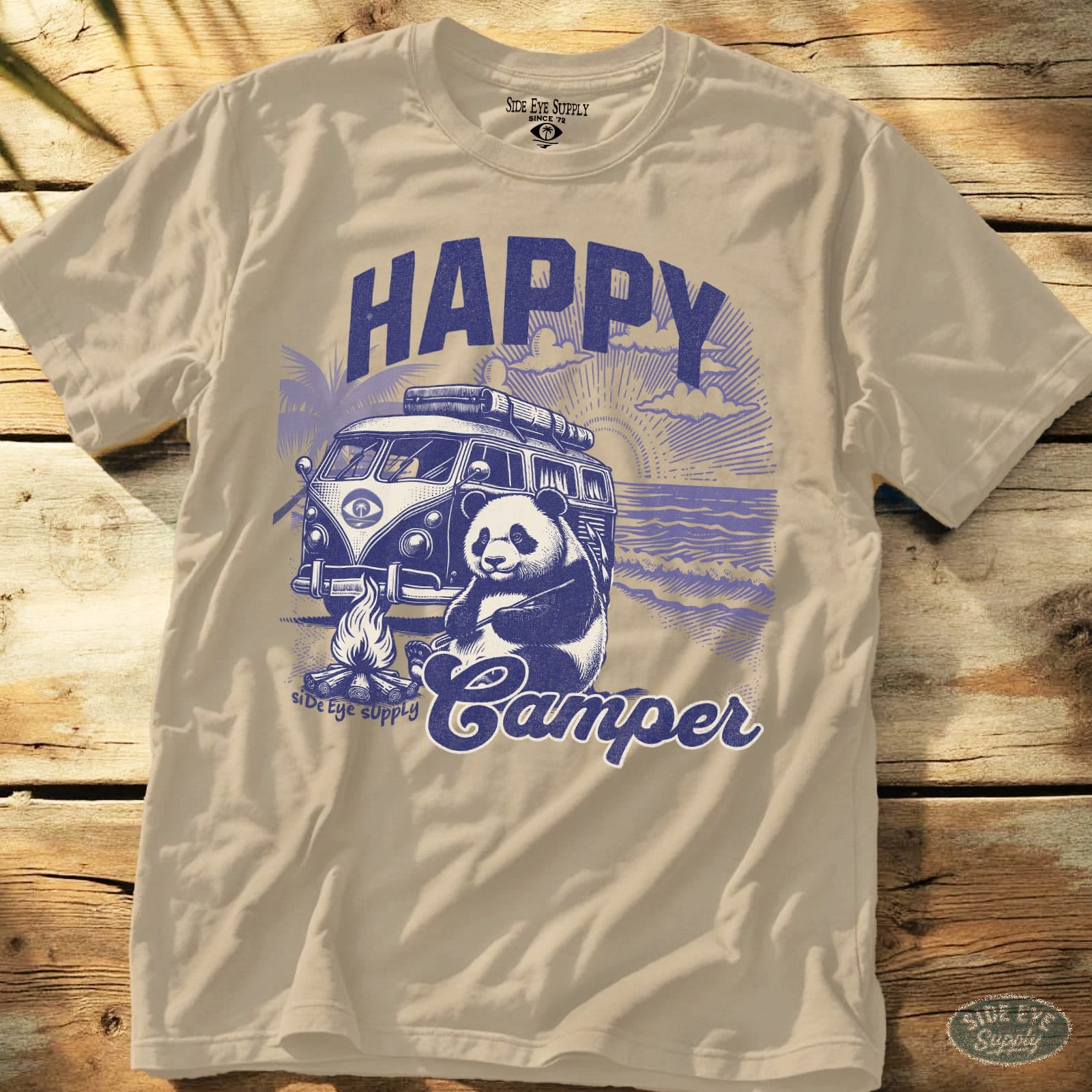 Happy Camper Tee Sand / S - by Side Eye Supply - Surf Beach Life Apparel