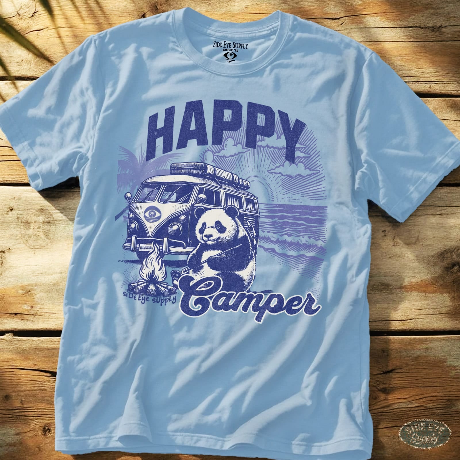 Happy Camper Tee Light Blue / S - by Side Eye Supply - Surf Beach Life Apparel
