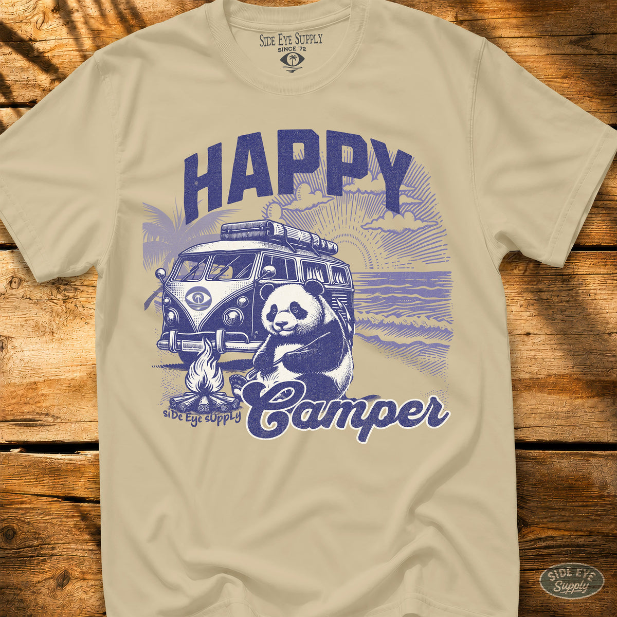 Happy Camper Tee Sand / S - by Side Eye Supply - Surf Beach Life Apparel