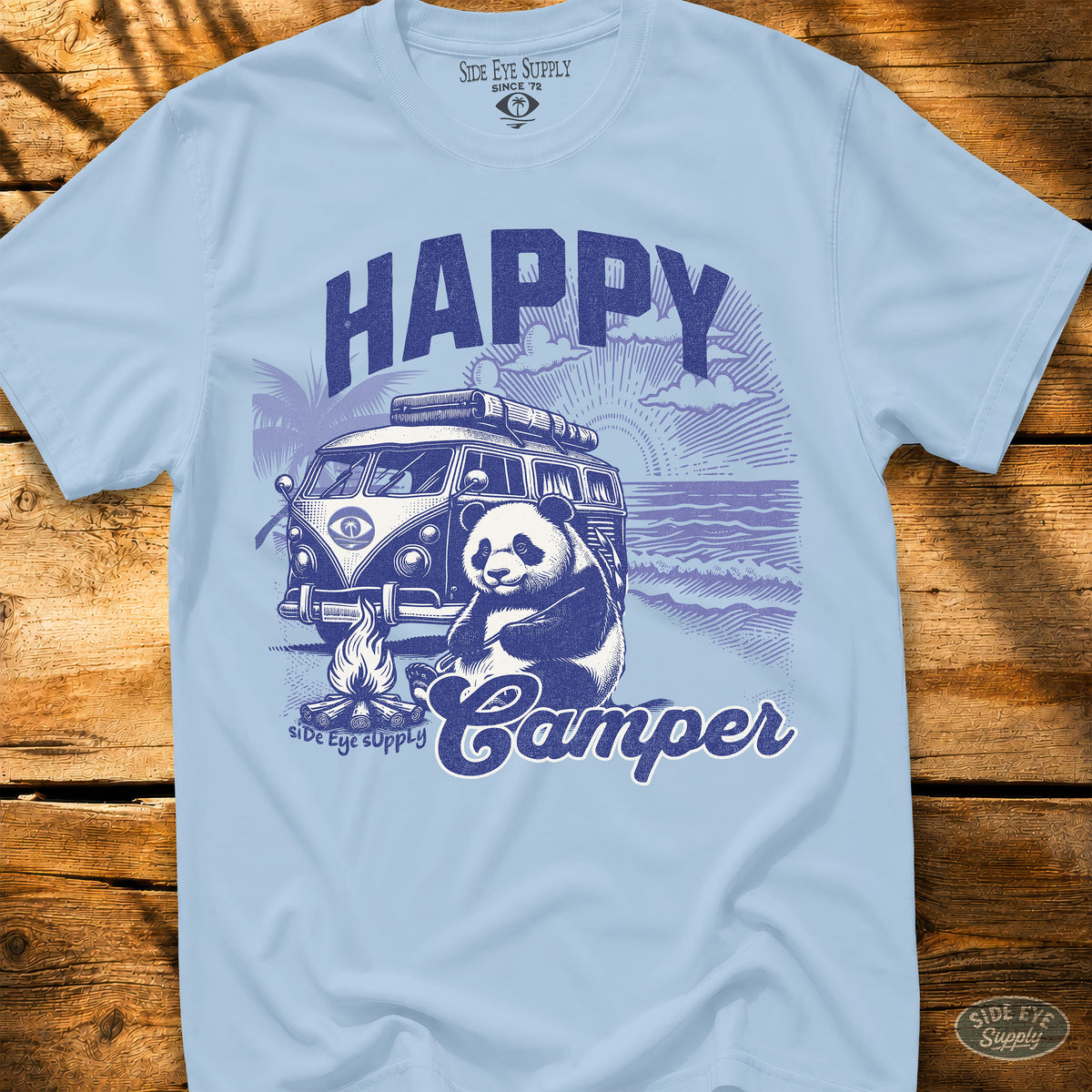 Happy Camper Tee Light Blue / S - by Side Eye Supply - Surf Beach Life Apparel