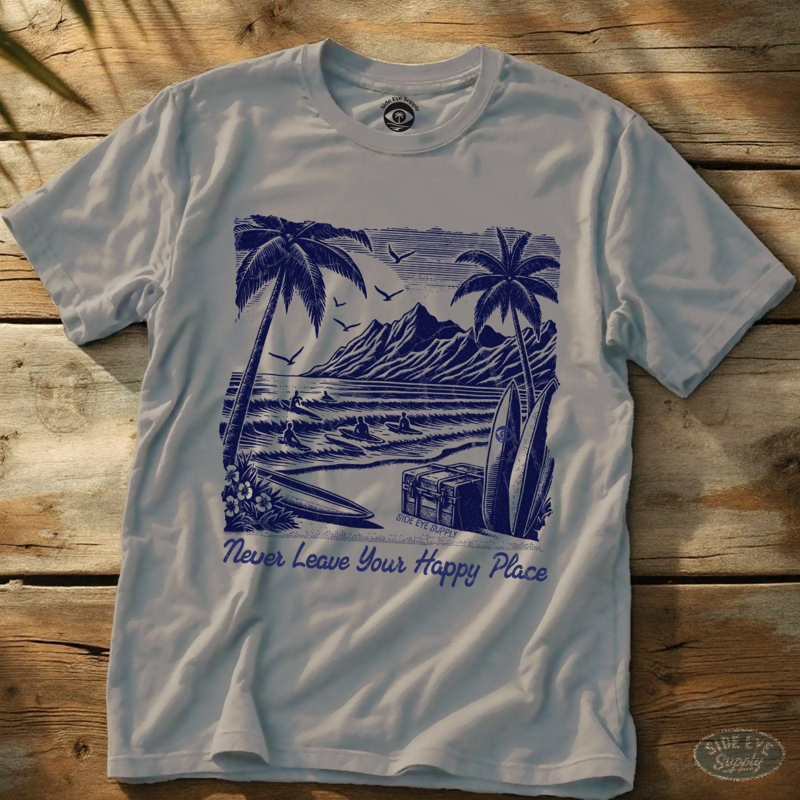 Happy Place T-Shirt Ice Grey / S - by Side Eye Supply - Surf Beach Life Apparel