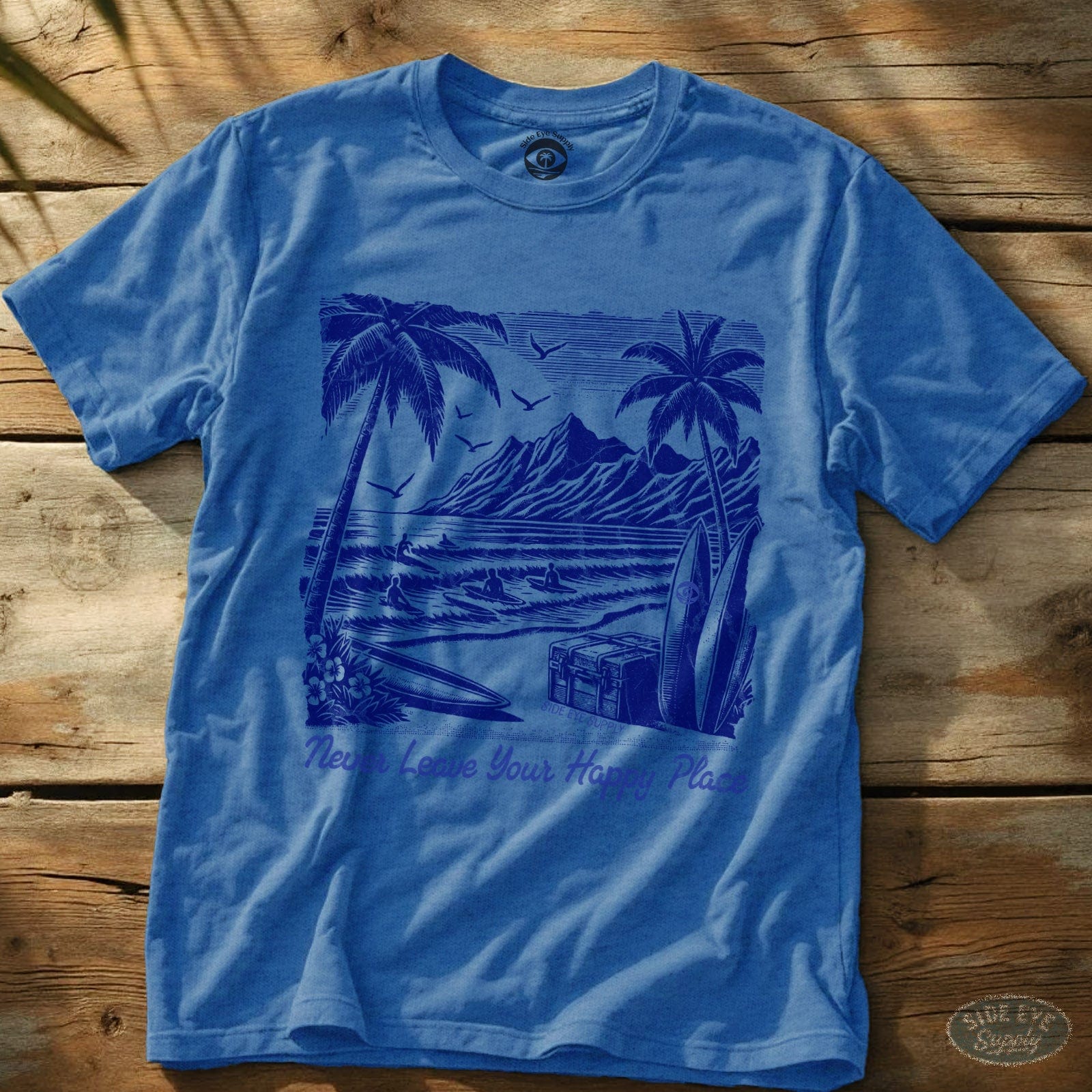 Happy Place T-Shirt Heather Royal / S - by Side Eye Supply - Surf Beach Life Apparel