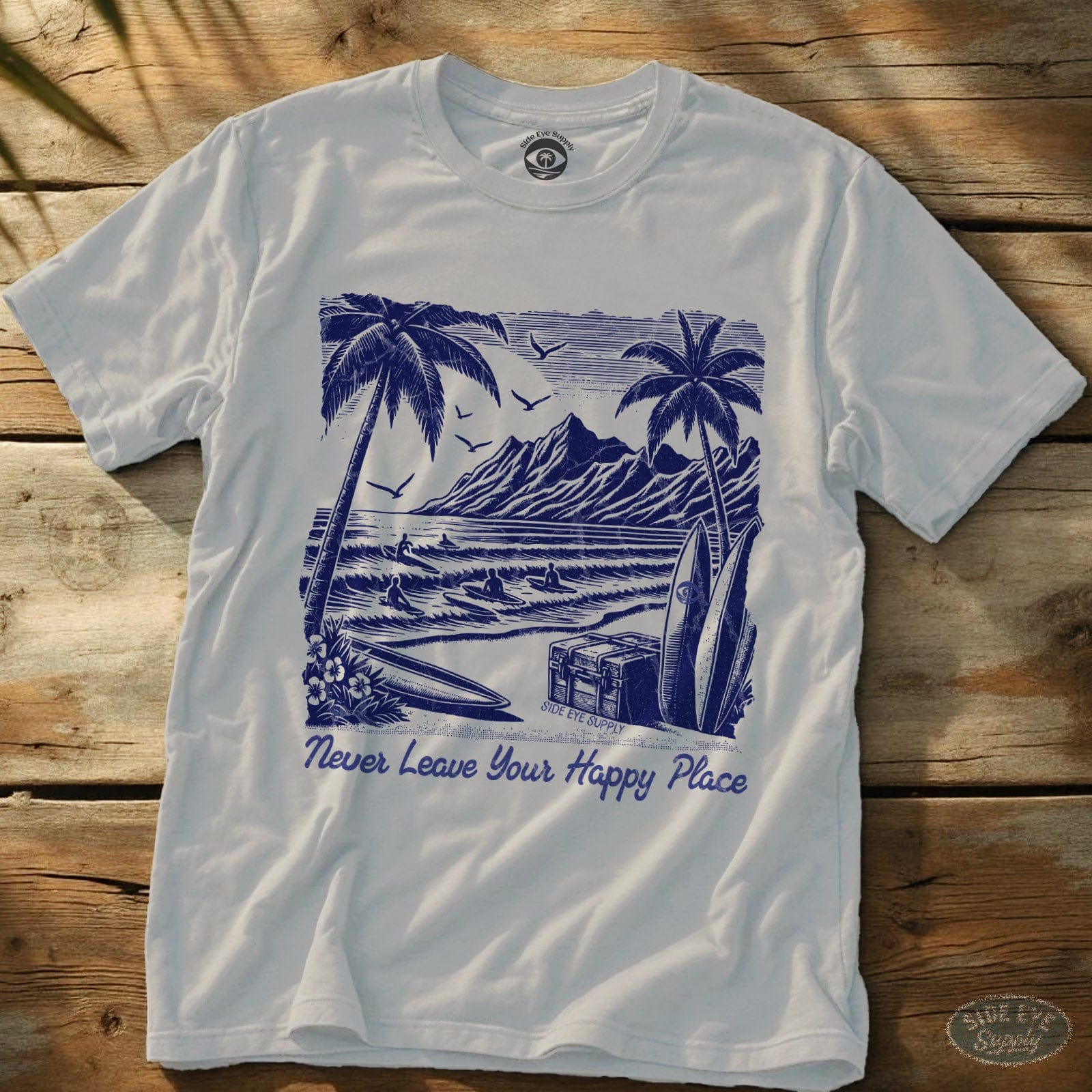 Happy Place T-Shirt White / S - by Side Eye Supply - Surf Beach Life Apparel