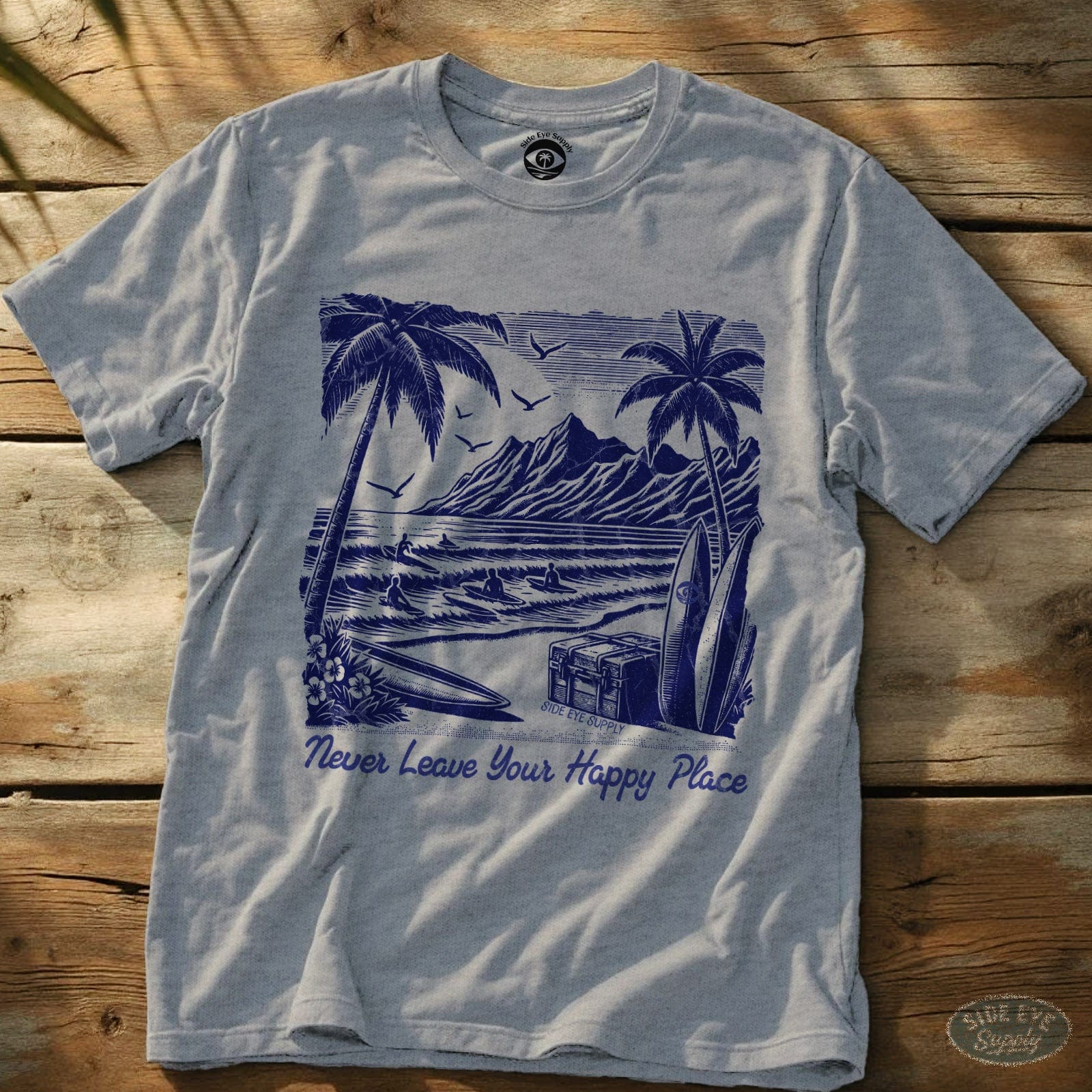 Happy Place T-Shirt Sport Grey / S - by Side Eye Supply - Surf Beach Life Apparel