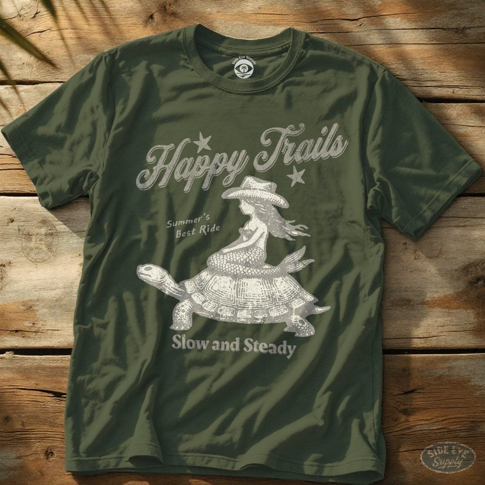 Happy Trails T-Shirt Military Green / S - by Side Eye Supply - Surf Beach Life Apparel
