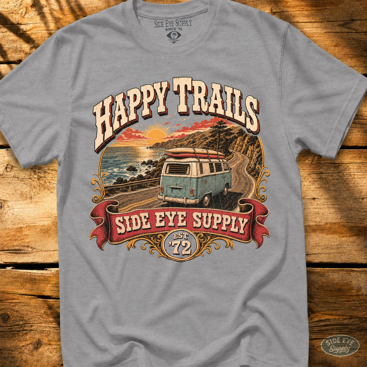 Happy Trails Tee Sport Grey / S - by Side Eye Supply - Surf Beach Life Apparel