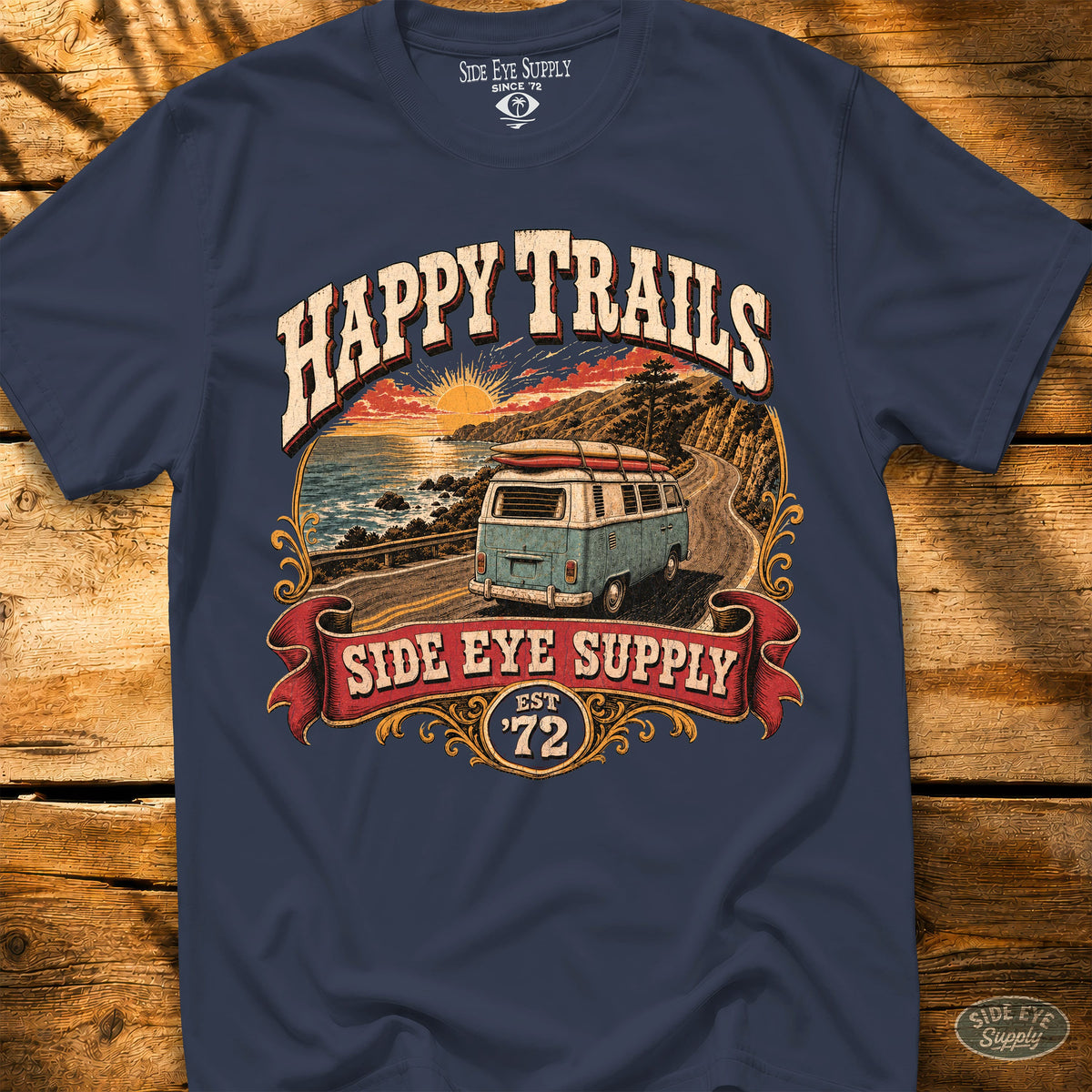 Happy Trails Tee Navy / S - by Side Eye Supply - Surf Beach Life Apparel