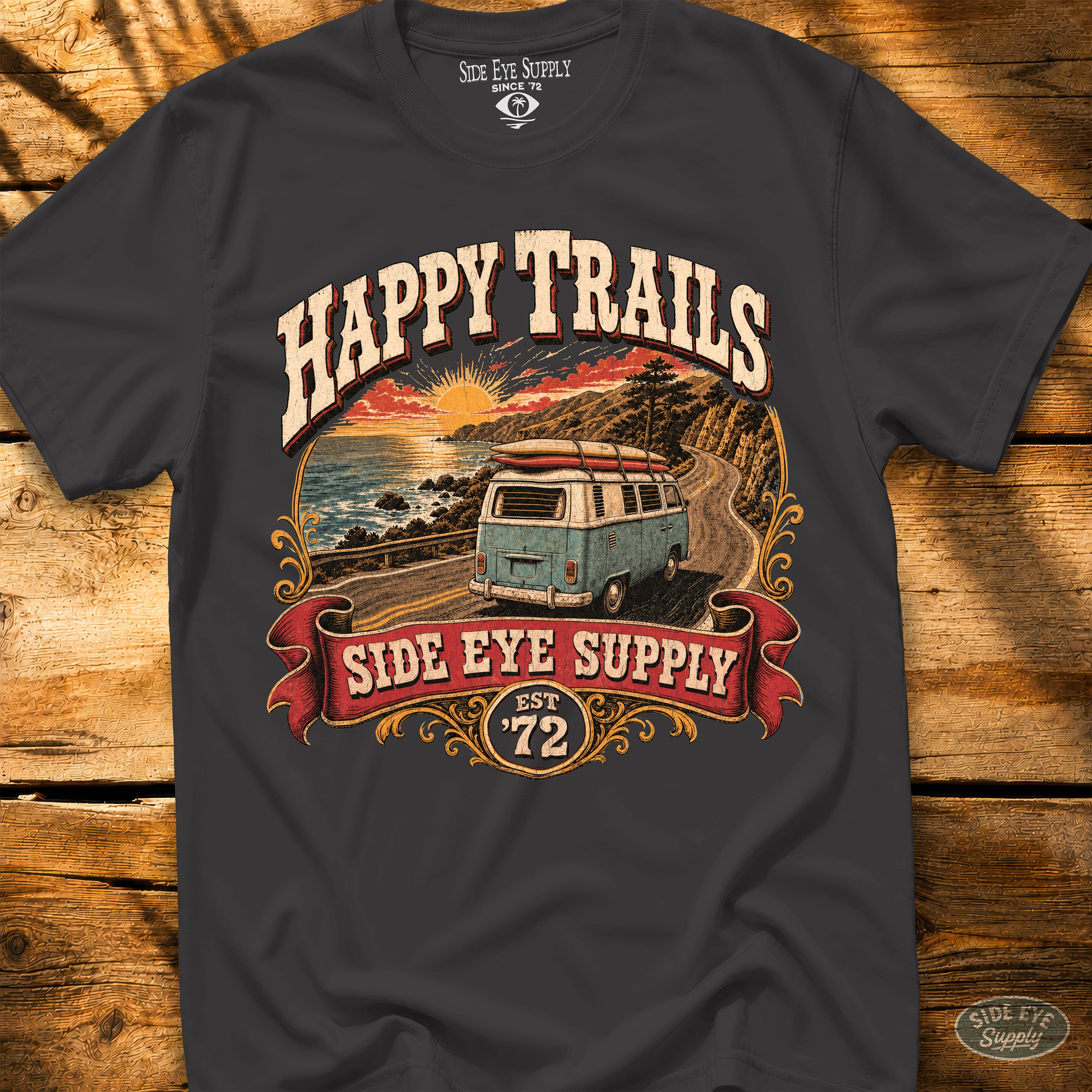 Happy Trails Tee Black / S - by Side Eye Supply - Surf Beach Life Apparel