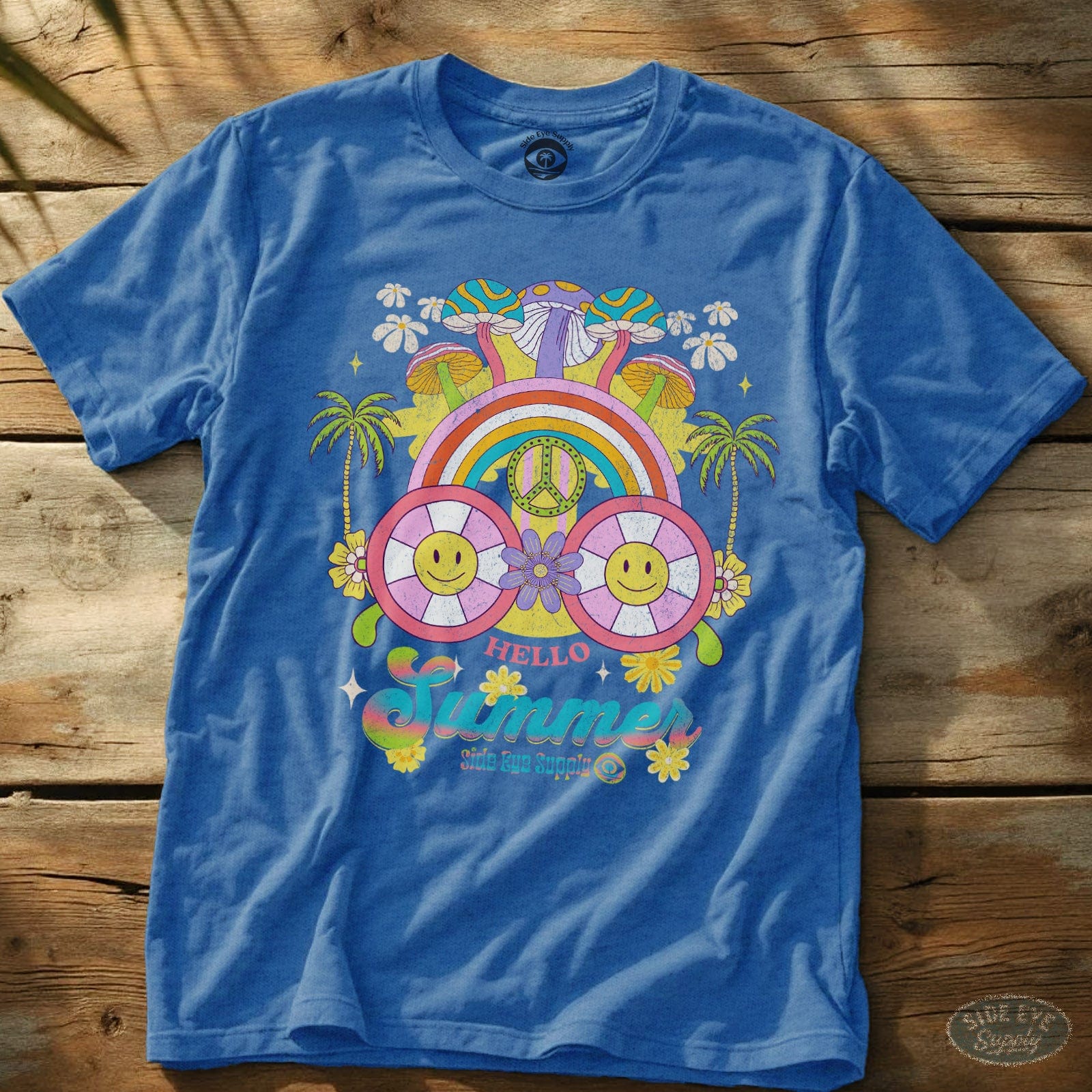 Hello Summer T-Shirt Heather Royal / S - by Side Eye Supply - Surf Beach Life Apparel
