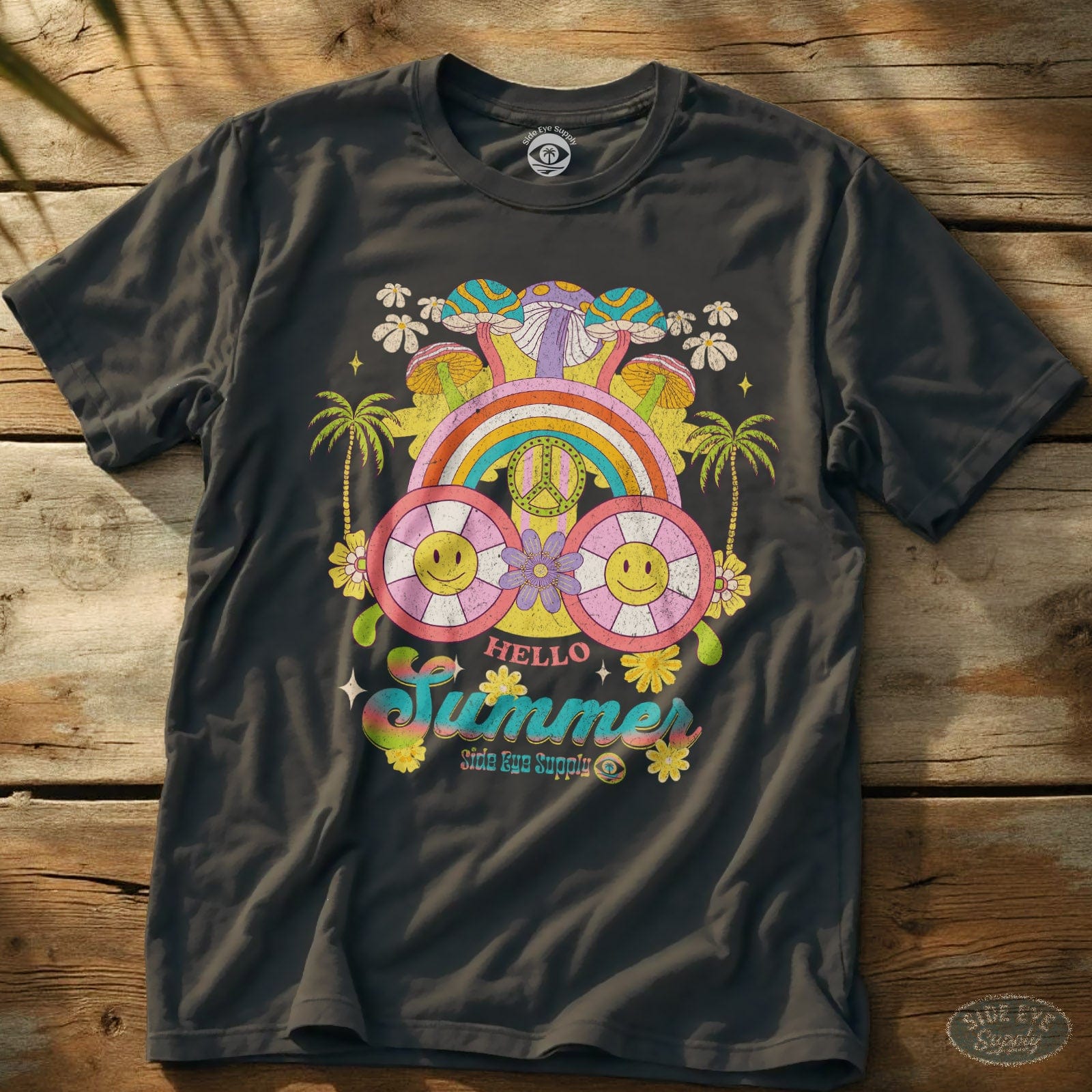 Hello Summer T-Shirt Charcoal / S - by Side Eye Supply - Surf Beach Life Apparel