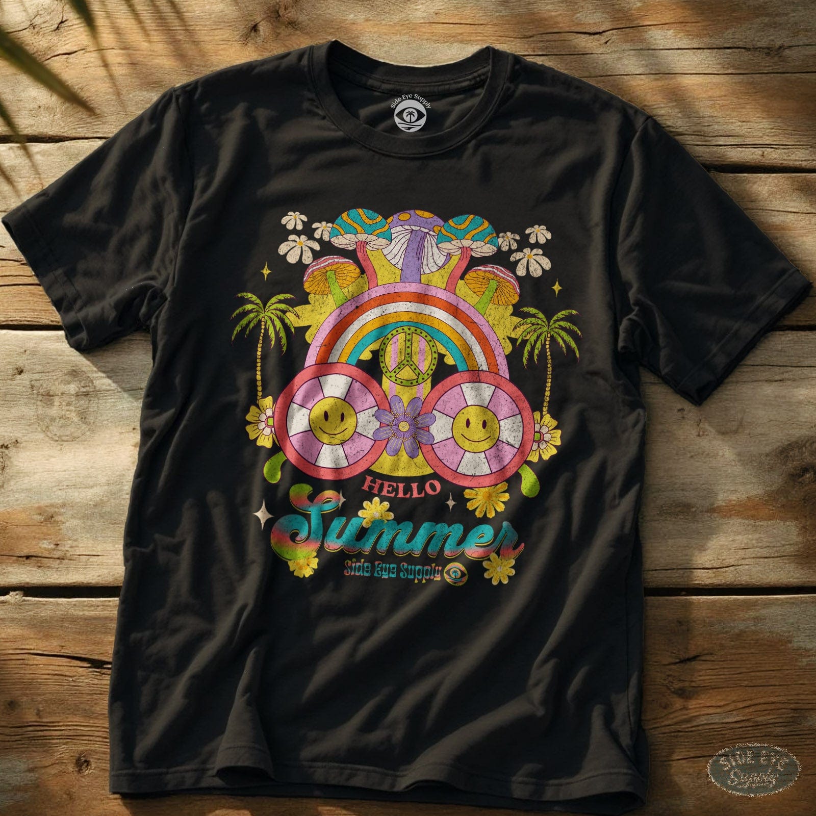 Hello Summer T-Shirt Black / S - by Side Eye Supply - Surf Beach Life Apparel