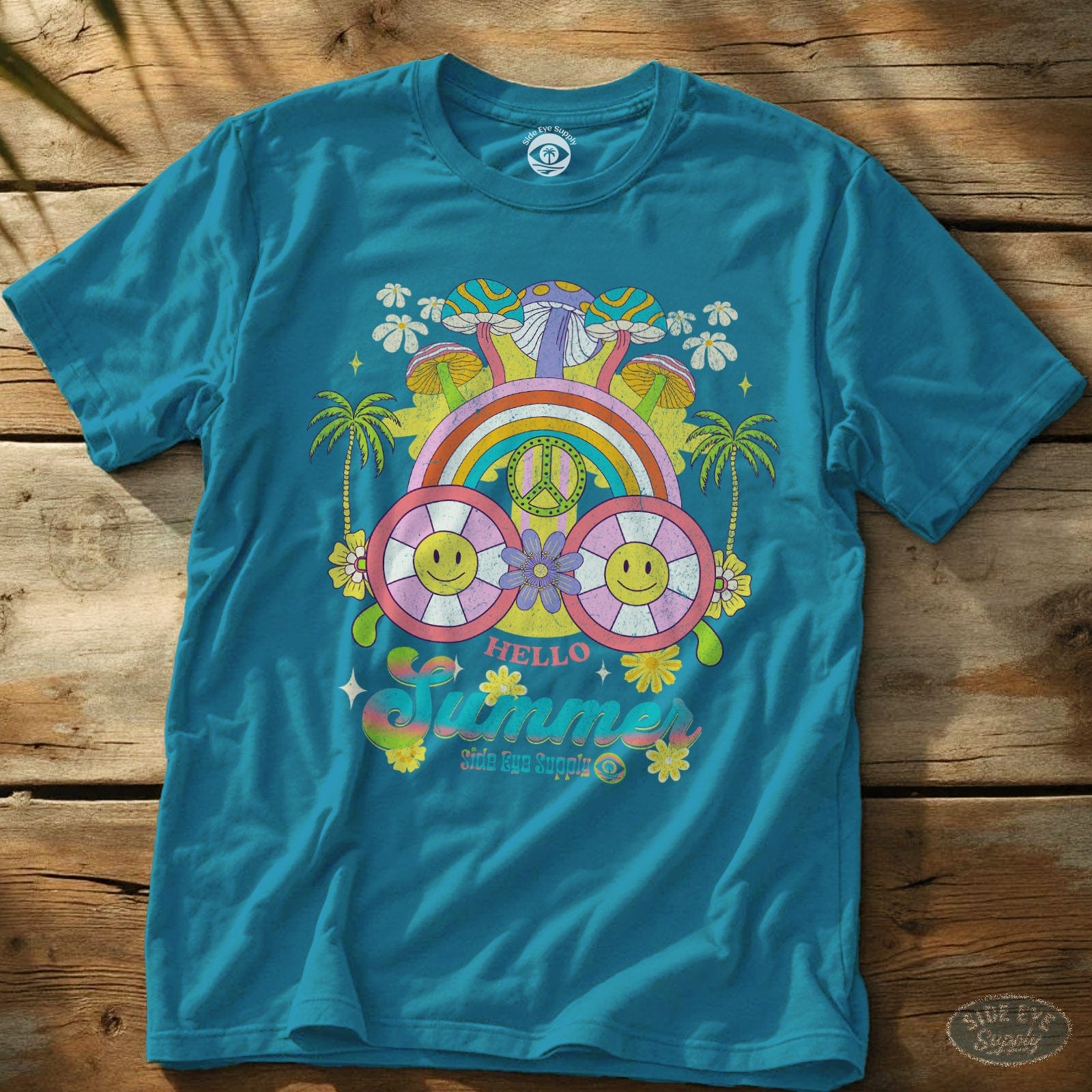 Hello Summer T-Shirt Sapphire / S - by Side Eye Supply - Surf Beach Life Apparel