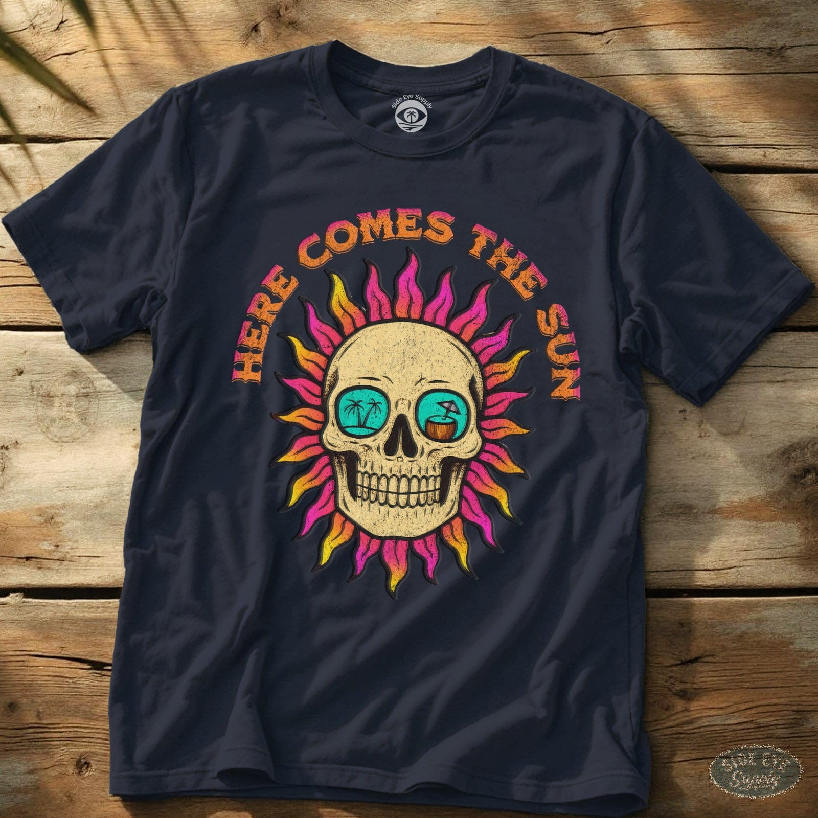 Here Comes The Sun Tee Navy / S - by Side Eye Supply - Surf Beach Life Apparel
