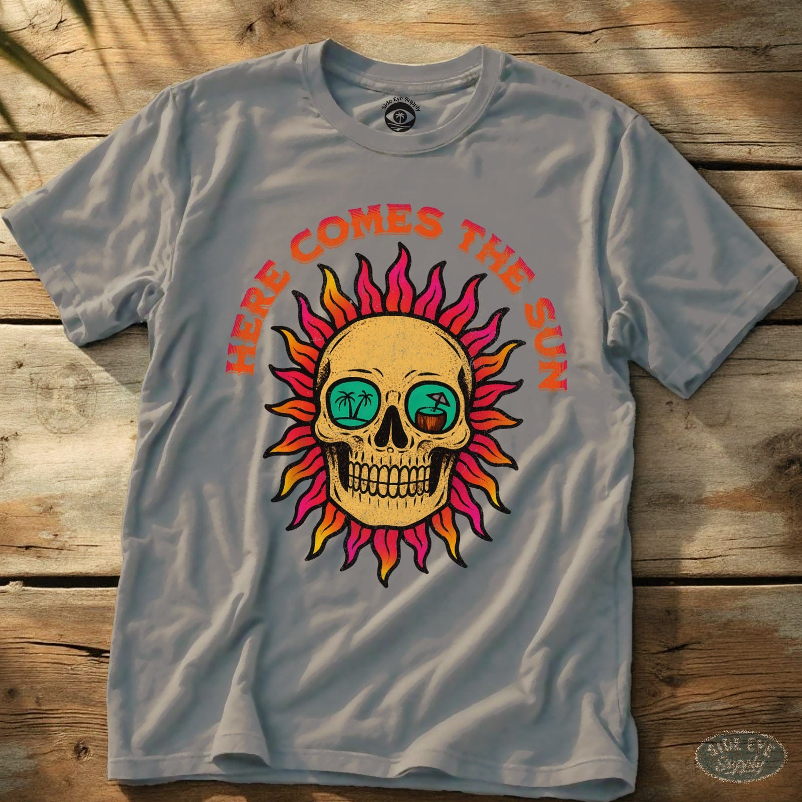 Here Comes The Sun Tee Ice Grey / S - by Side Eye Supply - Surf Beach Life Apparel