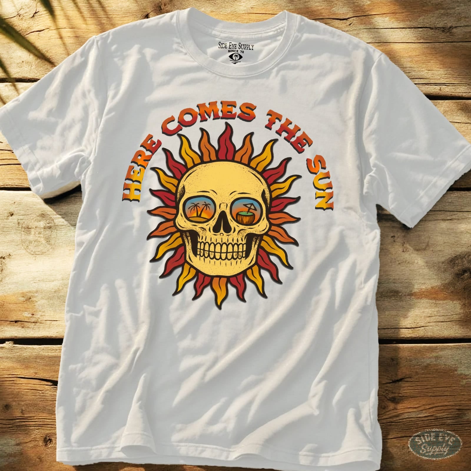 Here Comes The Sun Tee White / S - by Side Eye Supply - Surf Beach Life Apparel