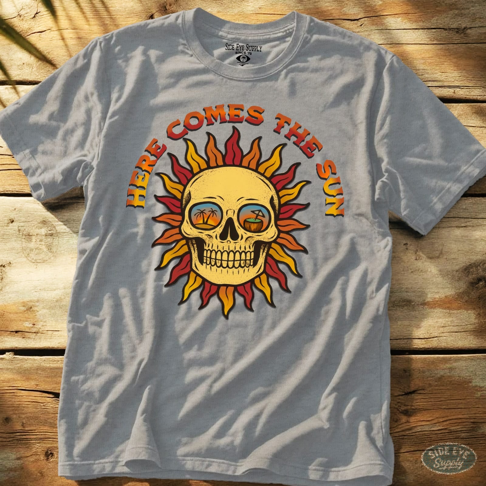 Here Comes The Sun Tee Sport Grey / S - by Side Eye Supply - Surf Beach Life Apparel