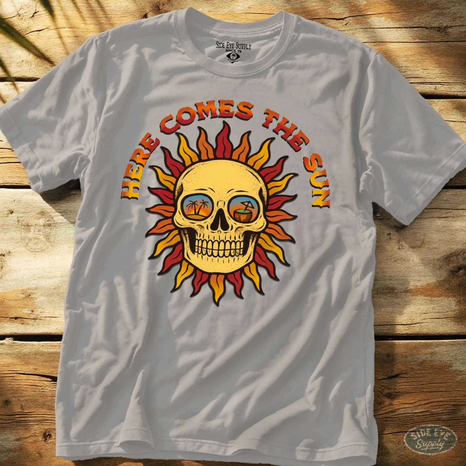 Here Comes The Sun Tee Ice Grey / S - by Side Eye Supply - Surf Beach Life Apparel