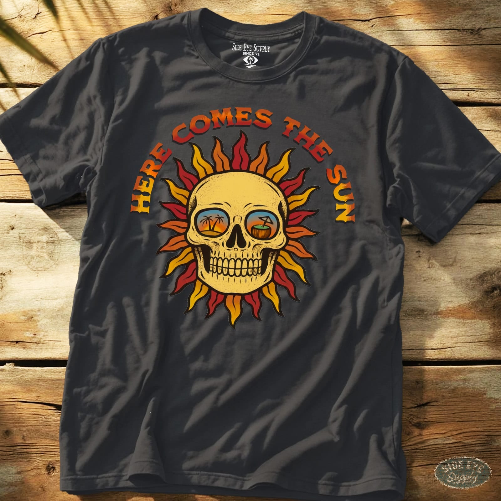 Here Comes The Sun Tee Charcoal / S - by Side Eye Supply - Surf Beach Life Apparel