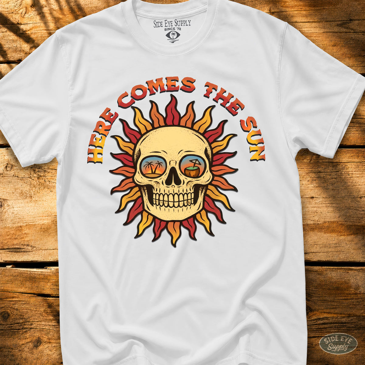 Here Comes The Sun Tee White / S - by Side Eye Supply - Surf Beach Life Apparel