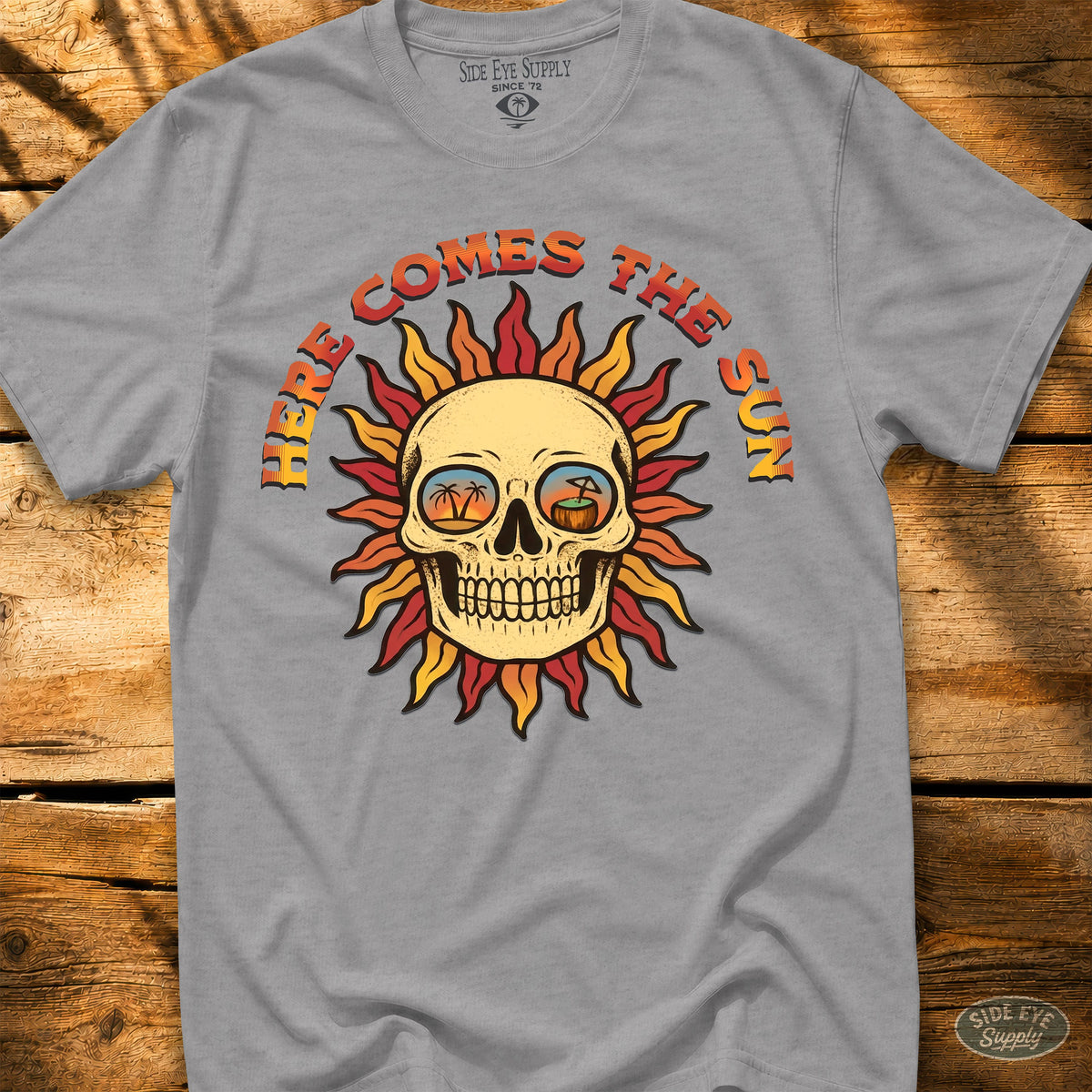 Here Comes The Sun Tee Sport Grey / S - by Side Eye Supply - Surf Beach Life Apparel