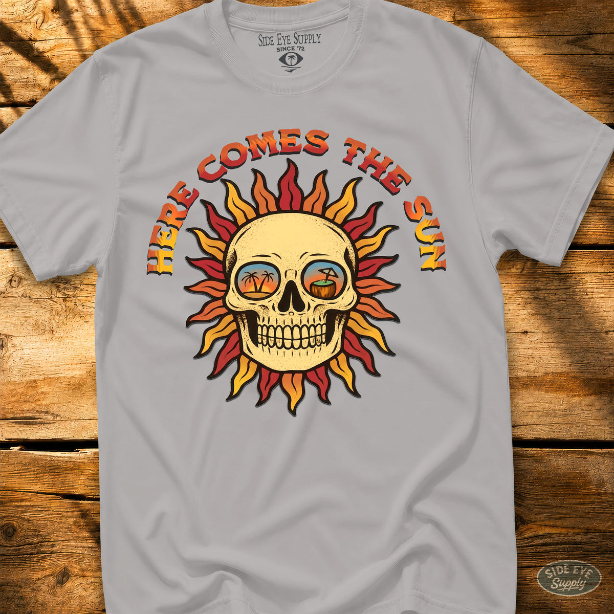 Here Comes The Sun Tee Ice Grey / S - by Side Eye Supply - Surf Beach Life Apparel